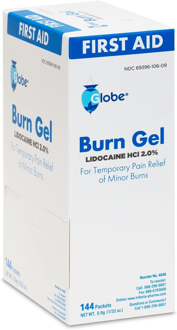 Globe First Aid Burn Gel with Aloe 0.9g Packets (Box of 144) Advanced