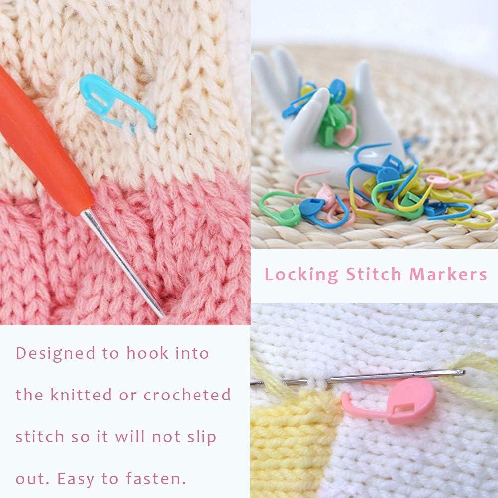 Knitting Stitch Markers Plastic Storage Box - 120Pcs Stitch Markers for  Knitting and Crocheting Supplies Multicolor Crochet Box Stitch Marker Kit 
