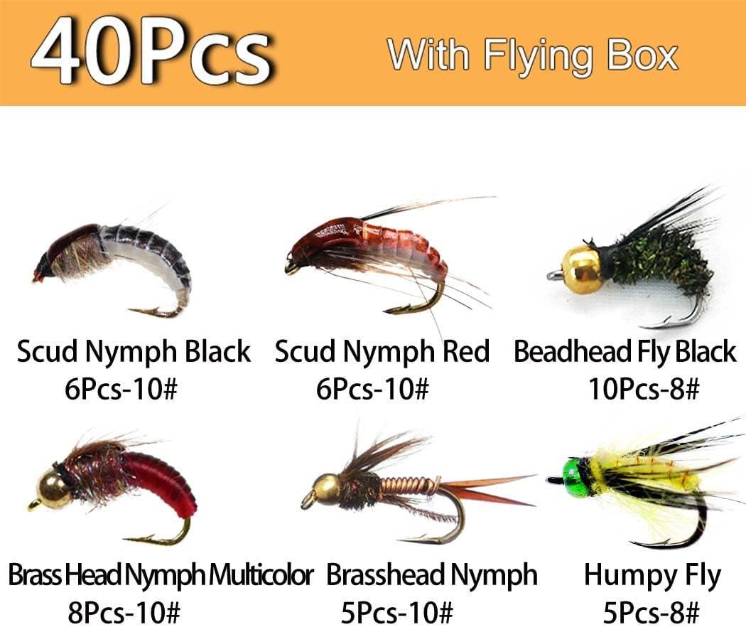 Qievcrme Fly Fishing Flies Kit 40/137pcs Dry/Wet Flies Assortment