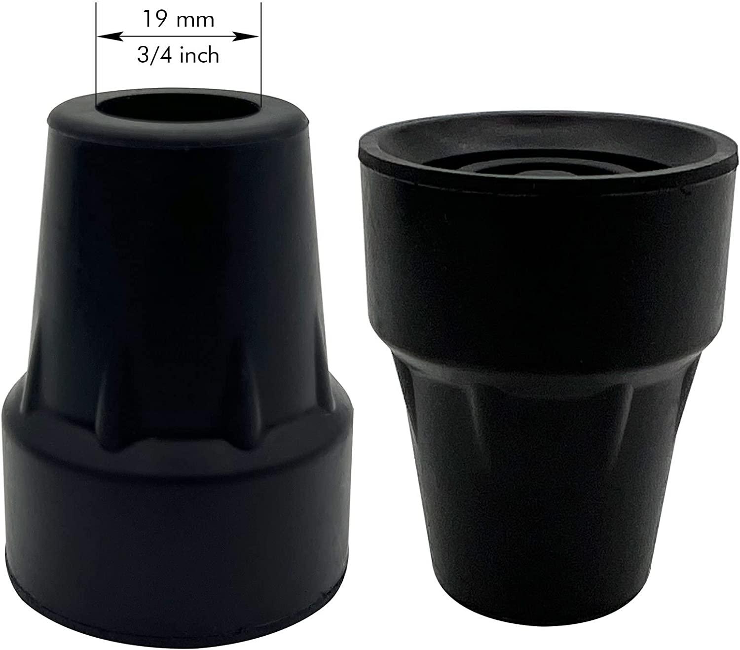 Replacement Cane Tips, 3/4 Inch, Black. 0.75 Inch (Pack of 2)