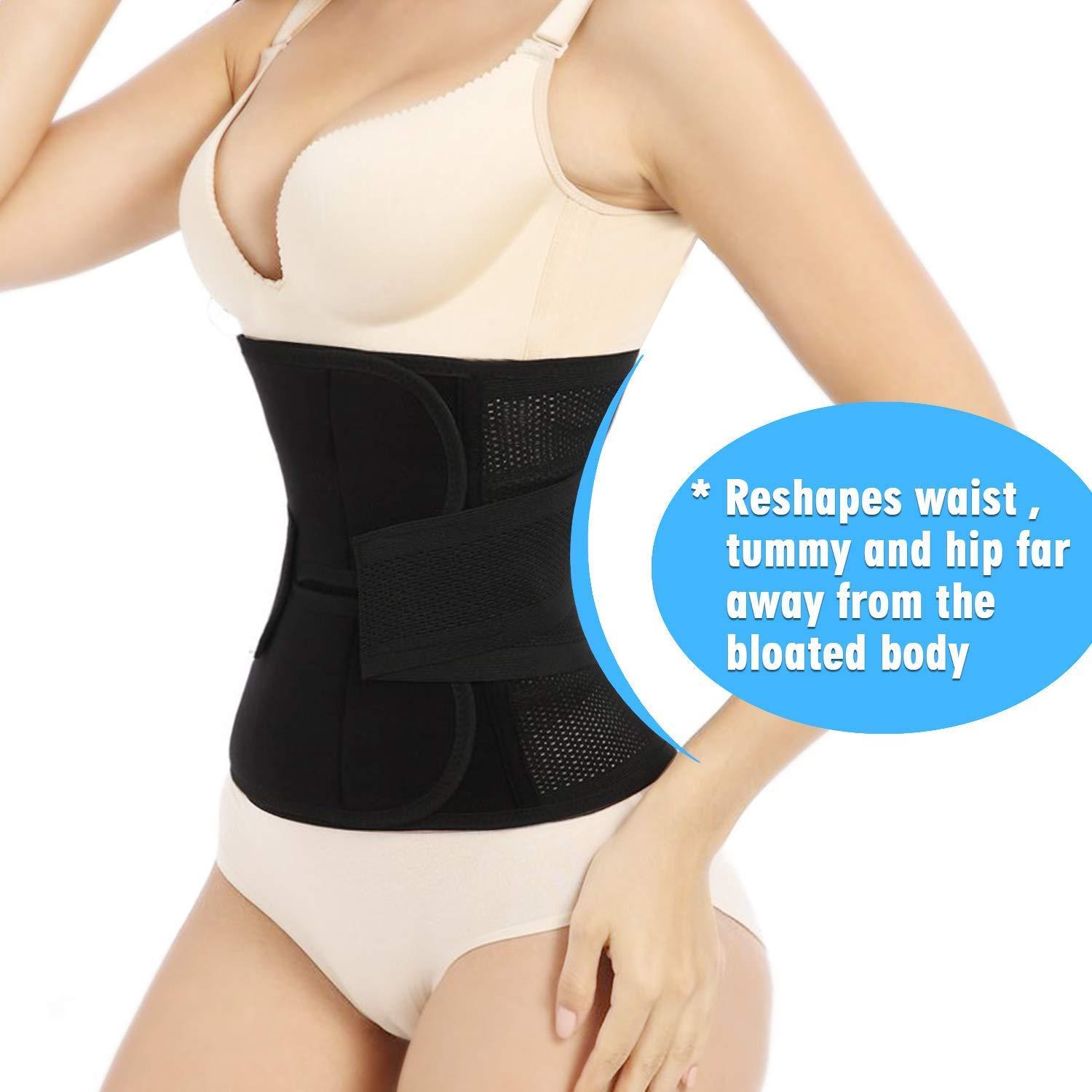 OKPOW Postpartum Belly Wrap High Elastic Postpartum Support Belly Belt Body Shaper  Postpartum Belt for Women and Maternity After Birth Black Small
