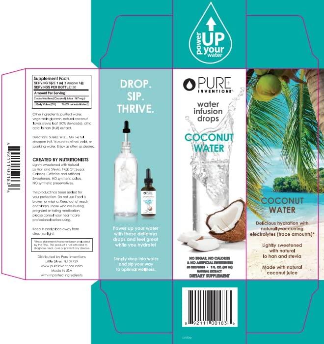 Pure Hydration Coconut Water Drops, 30 Servings, 1oz (Packaging May Vary)