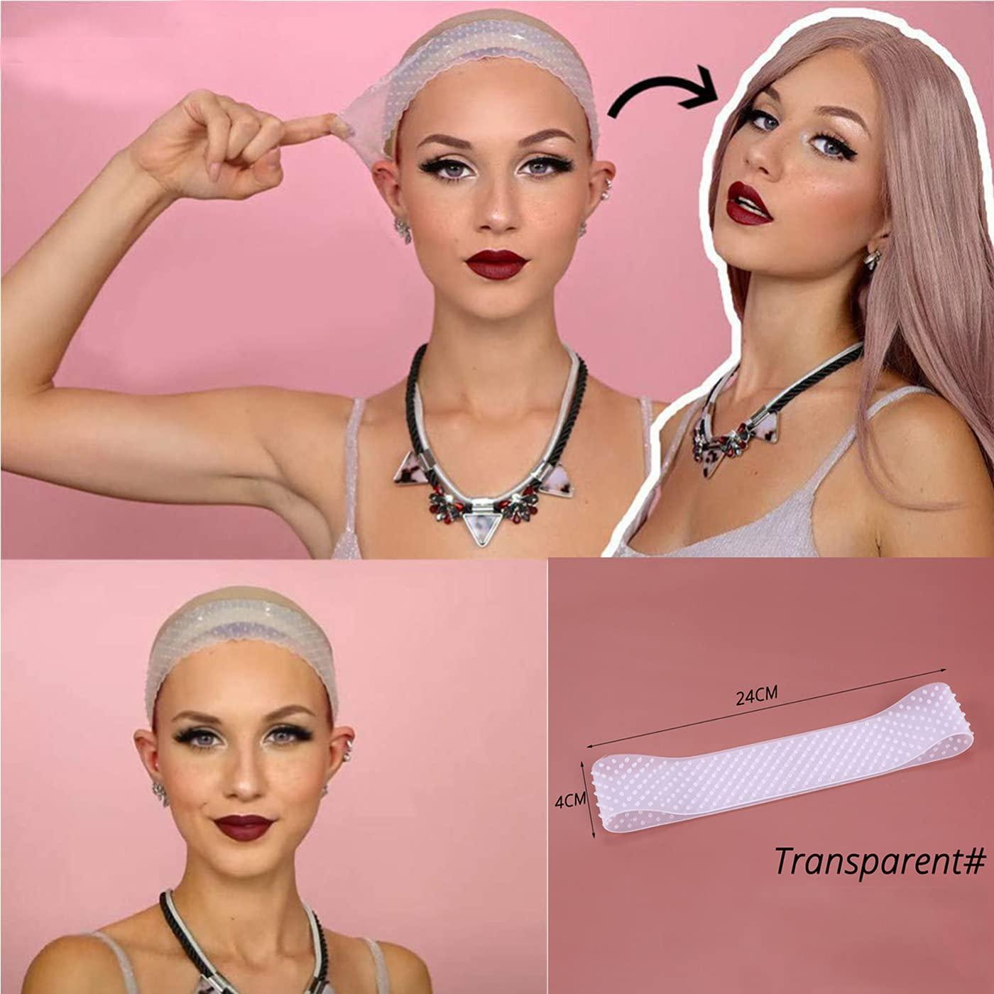 LULALA TOO No-Slip Wig Grip Band Transparent Silicone Wig Band Comfort Head  Hair Band Extra Hold Wig Headband Adjustable Women Hair Wig Band (White)