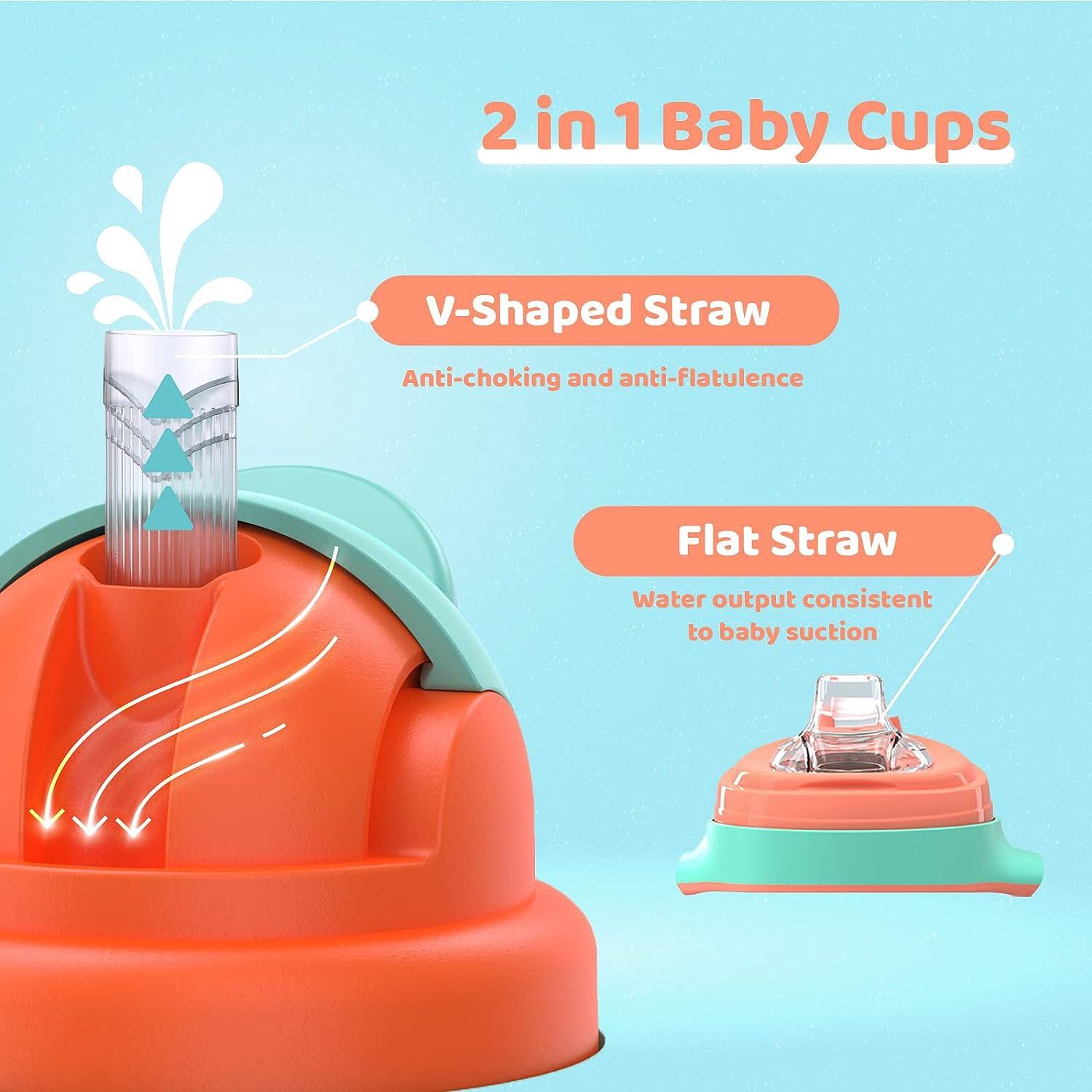 SUPERMAMA Sippy Cups for 1+ Year Old with Spout & Straw(11 Oz