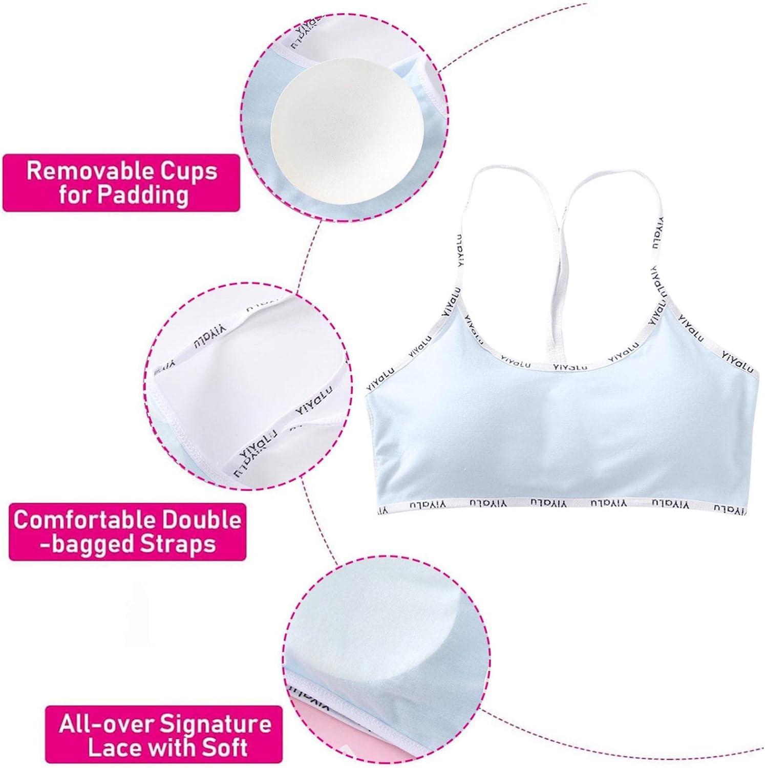 Yistu Girls Training Underwear Bra for Girls Training Underwear Ropa para  Ni as Cotton Training Bras for Girls 6 Pack-c