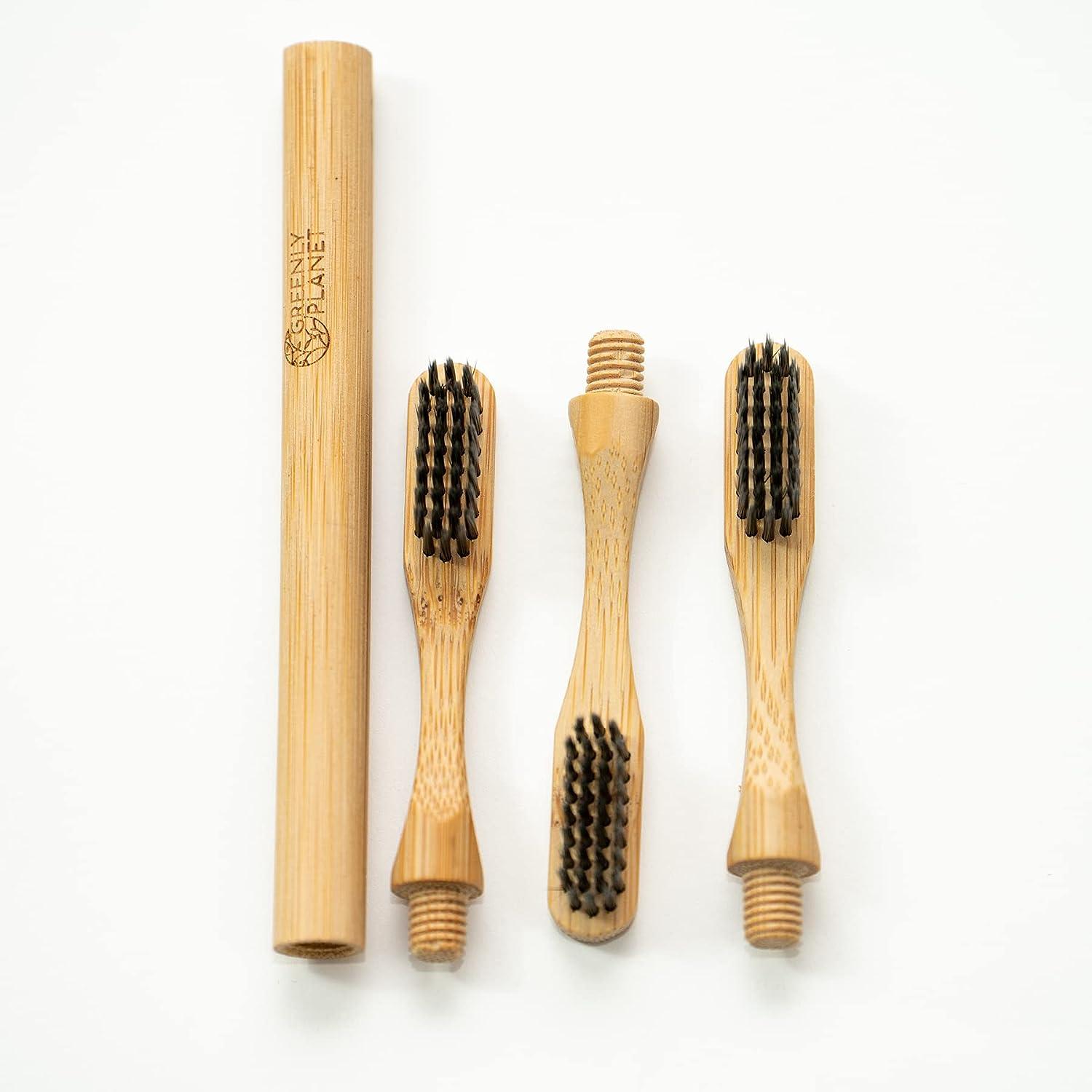 Bamboo Toothbrush Handle with 3 Replaceable Heads BPA