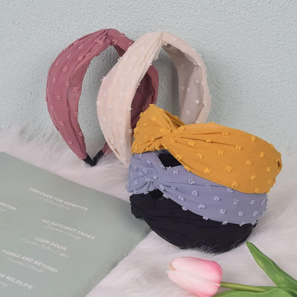 AIBFRID 7 Pcs Fashion Headbands For Women Floral Vintage Wide Headband Cute Pearl Head Band Twisted Blue Hair Bands For Girls Hair Non Slip Hair