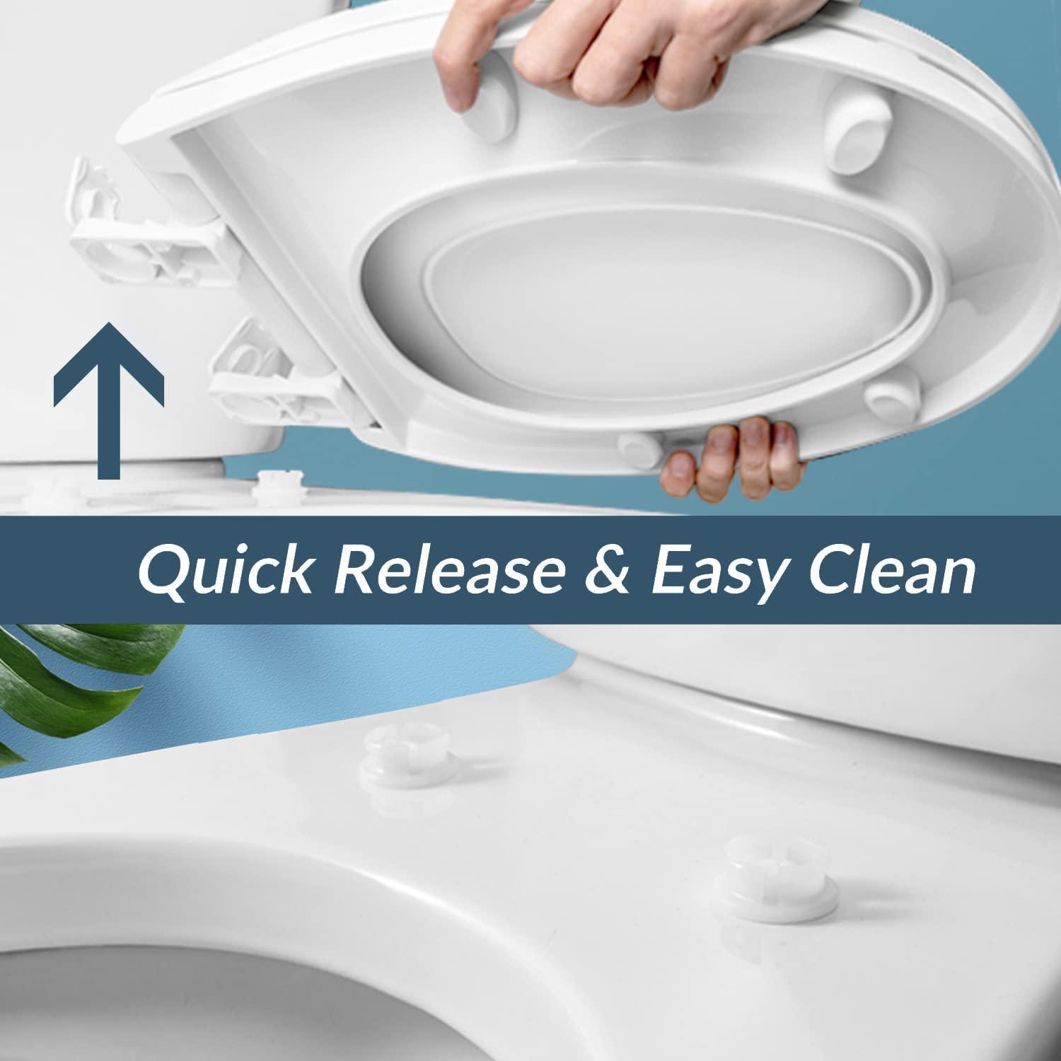 Round Toilet Seat with Built in Potty Training Seat, Slow Close, Easy
