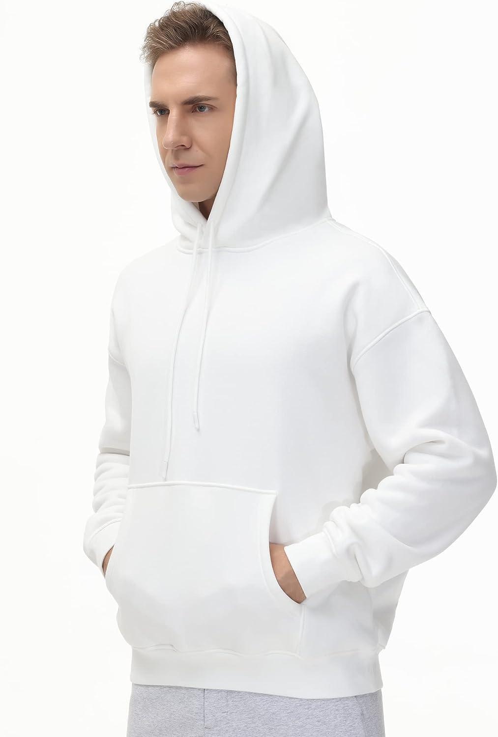 THE GYM PEOPLE Men's Fleece Pullover Hoodie Loose Fit Ultra Soft Hooded  Sweatshirt With Pockets White Large