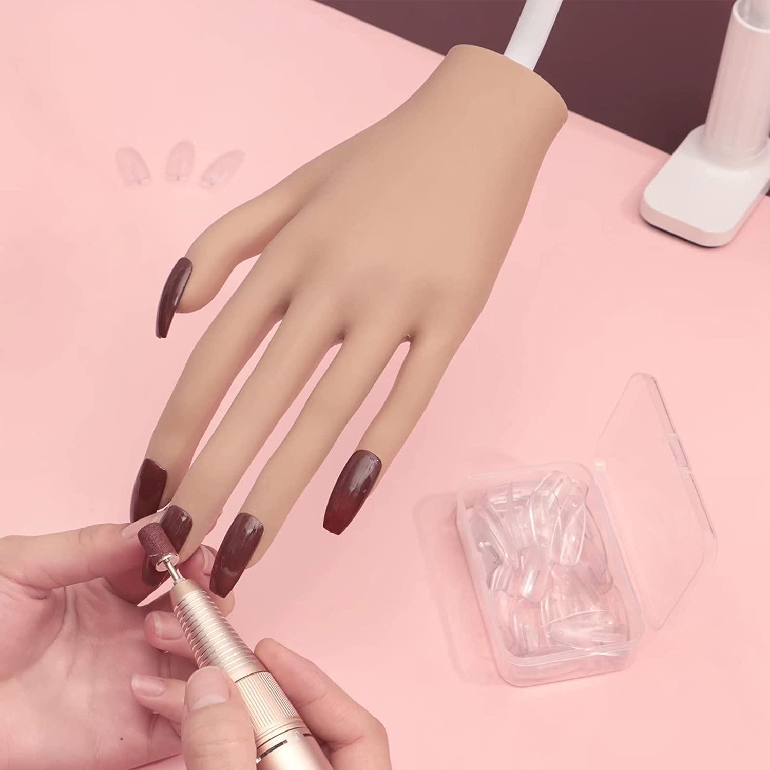 Practice Hand For Acrylic Nails - BTArtbox Upgraded Nail Tips Never Fall  Off, Fingers Never Break, Flexible Movable Nails Training Hand, Ideal for