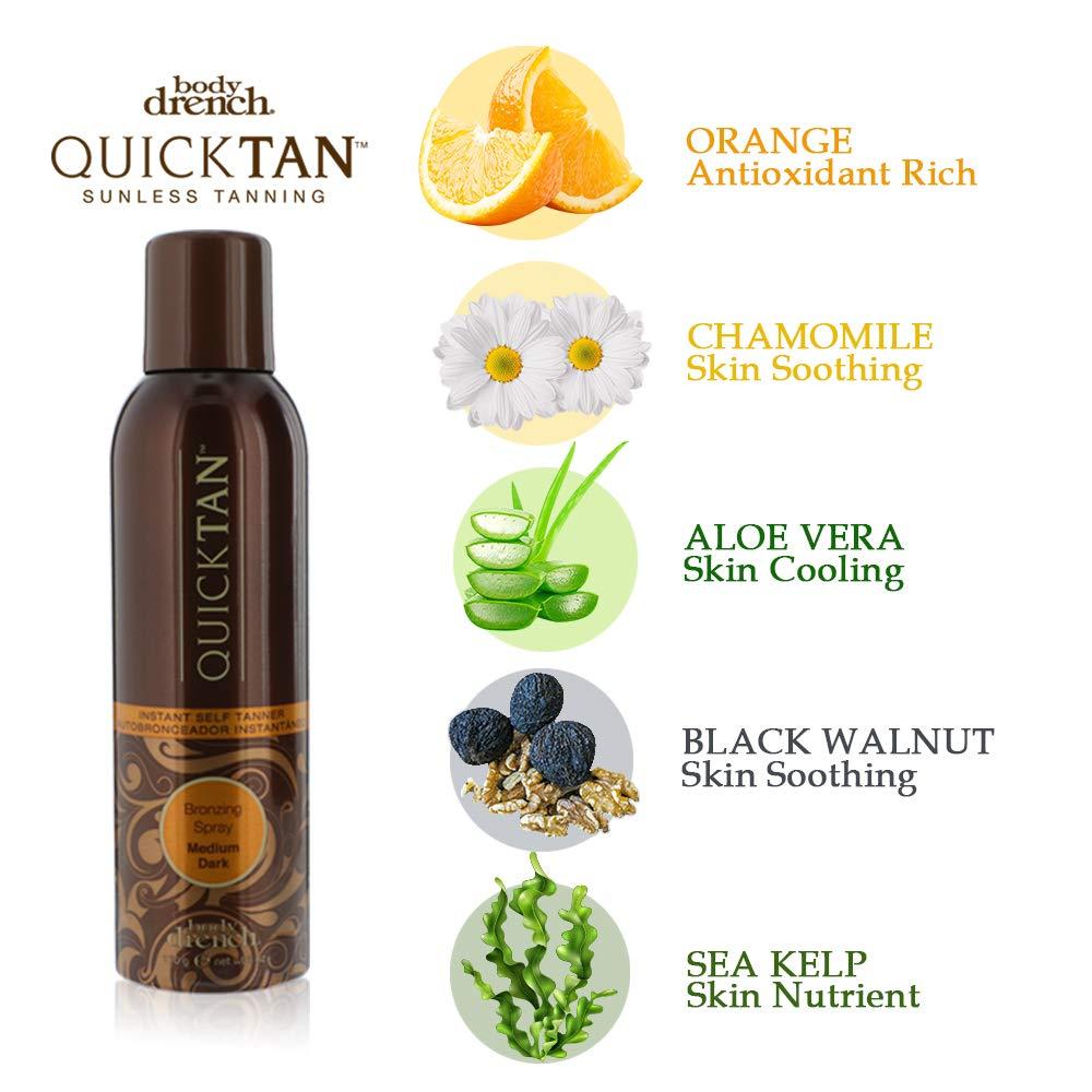 Body Drench Quick Tan Instant SelfTanner, Bronzing Spray, Medium Dark, 6 oz 1Pack 6 Ounce