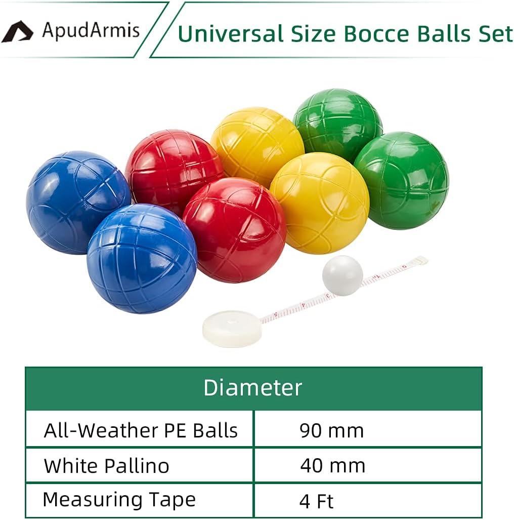 ApudArmis 90mm Bocce Balls Set, Lighter Outdoor Bocce Game for Backyard