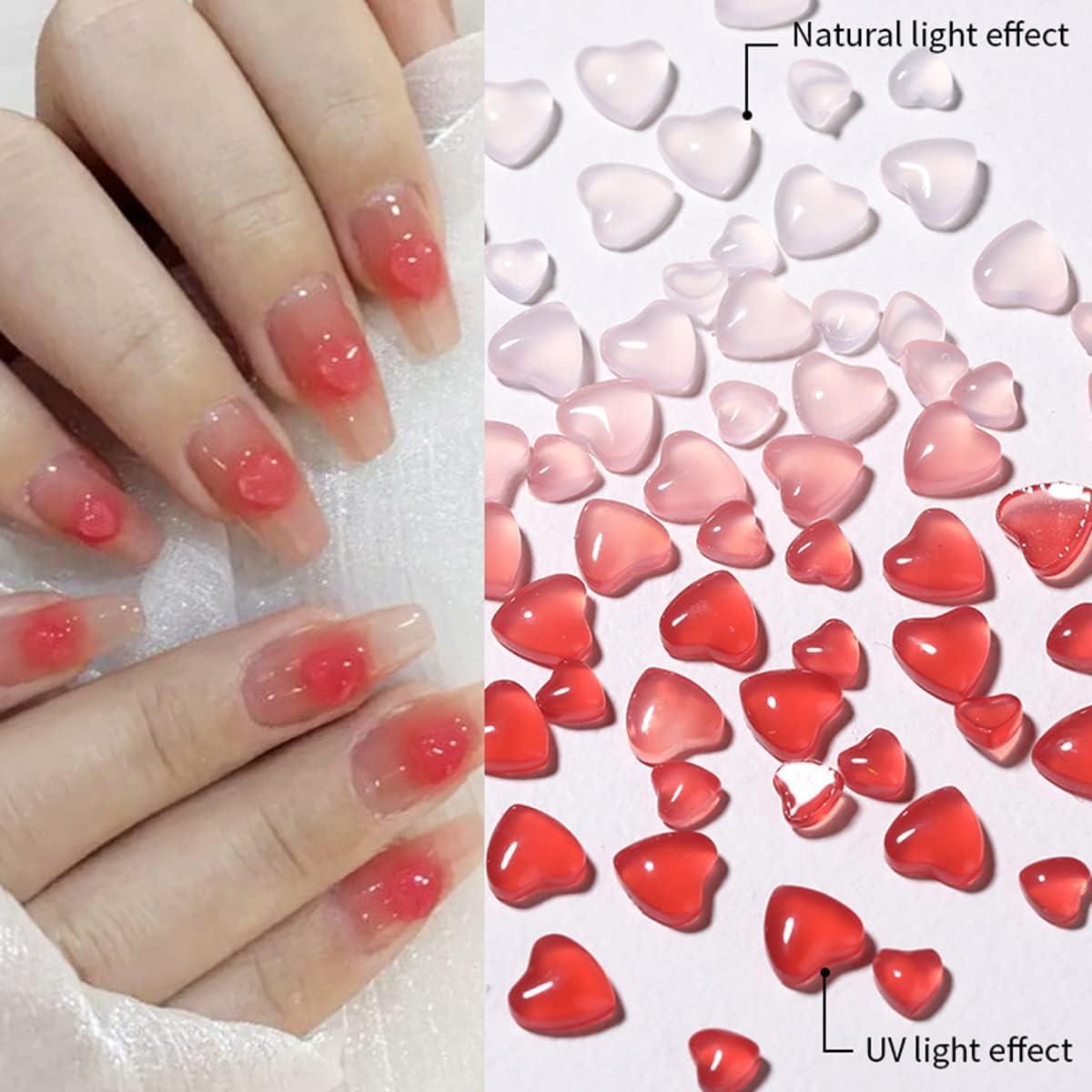 20Pcs Mixed Heart 3D Nail Charms for Acrylic Nails 03 S in 2023