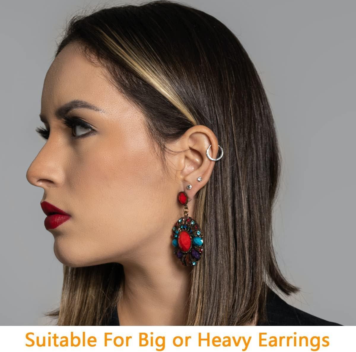  BLMHTWO 300 Pieces Ear Patches, Earring Support Patches Ear  Lobe Support Patches with Strong Viscosity and Load Bearing Thicken PE  Transparent Earrings Patches for Droopy Ears Heavy Earrings