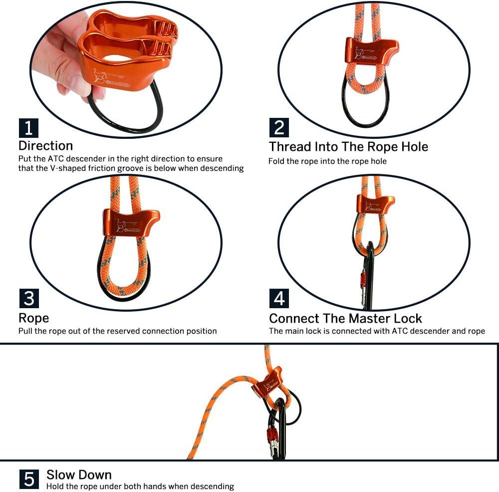 NewDoar Climbing Abseiling Belay Device ATC Rappelling Descender 25KN V