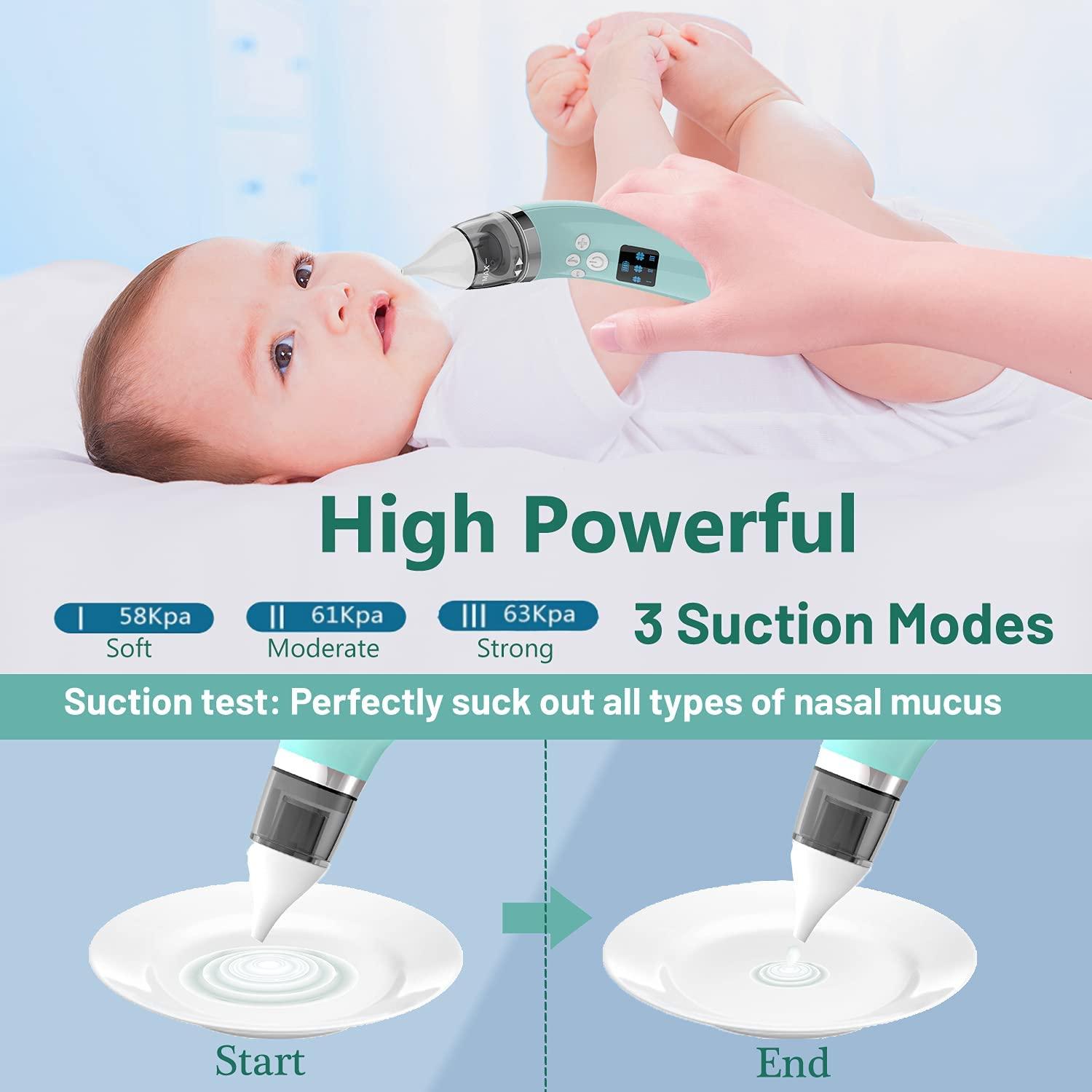 Baby Nasal Aspirator, Holnkme Electric Nose Suction with 4 Silicone Nose  Tips for Infants with 3 Levels of Suction&Music Soothing Function  Rechargeable Portable for Newborns and Toddlers