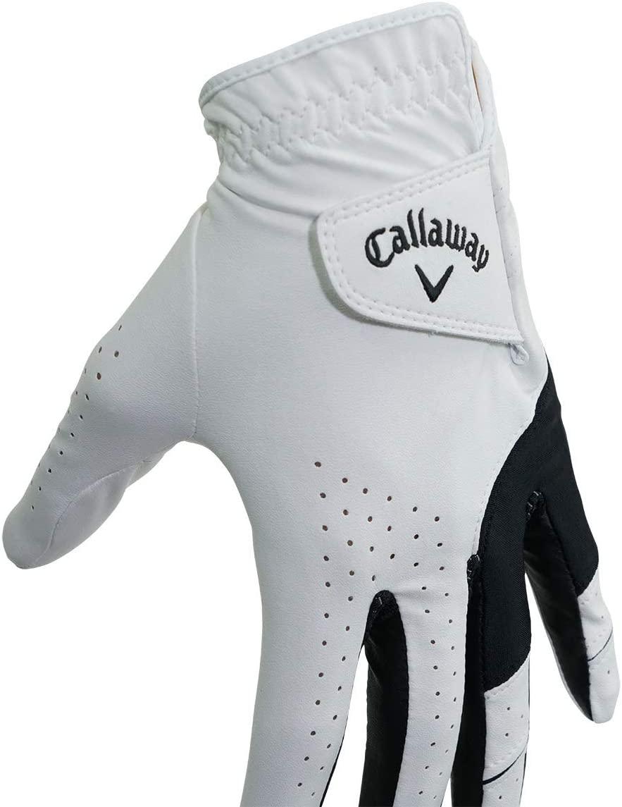 Callaway Golf Men's Weather Spann Premium Synthetic Golf Glove White,  Single Medium Prior Gen Model , Standard Worn on Left Hand