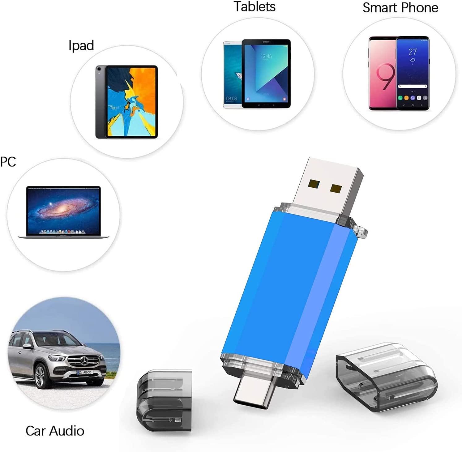 64GB USB C Flash Drive, Alihelan 2 1 OTG Dual Type C Thumb Drive 64 USB 3.0 Pen Drive Memory Stick Photo Stick for USB-C Smartphone Tablet Mac PC Computers