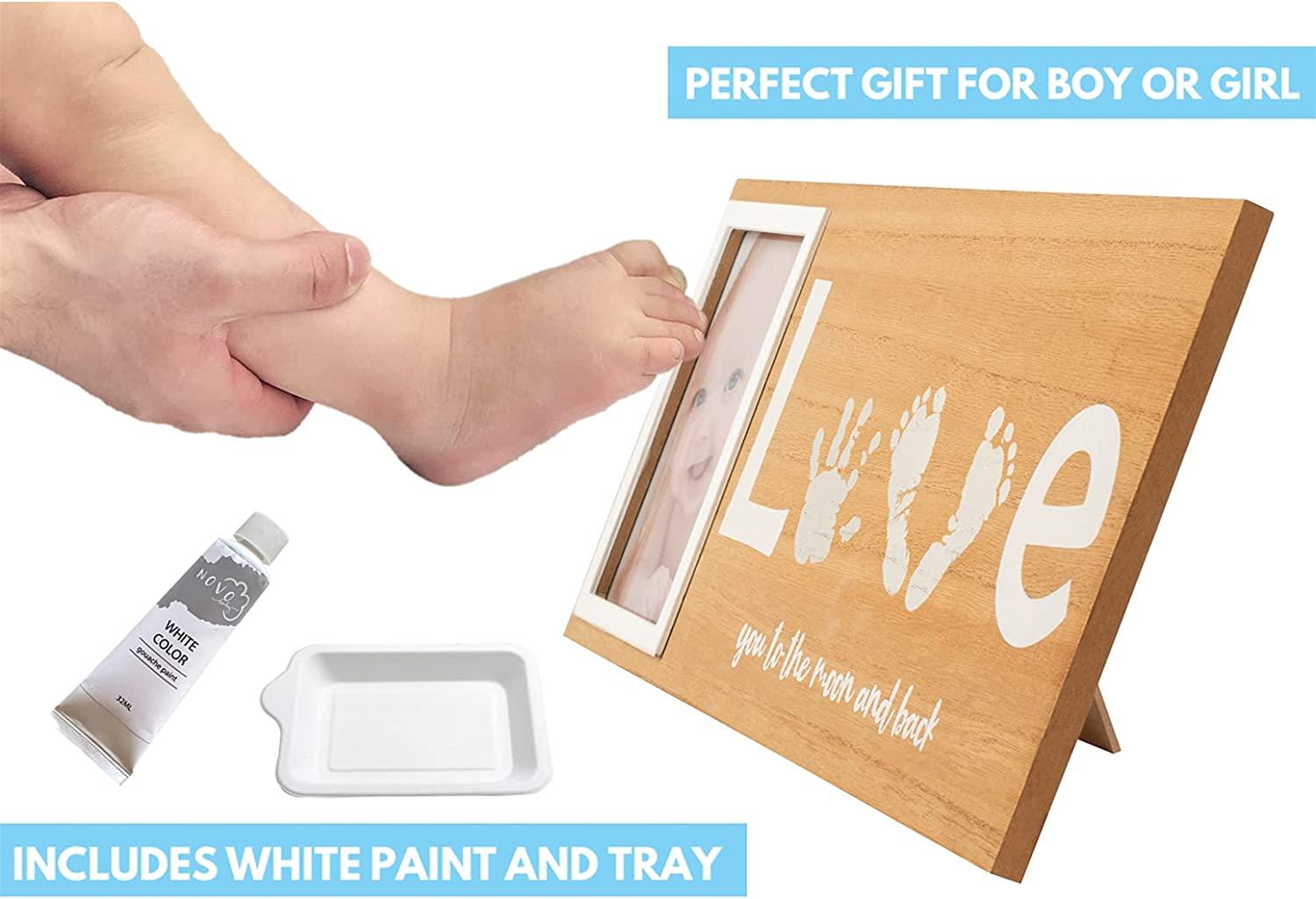Baby Footprint & Handprint Photo Frame Kit Includes White Paint and