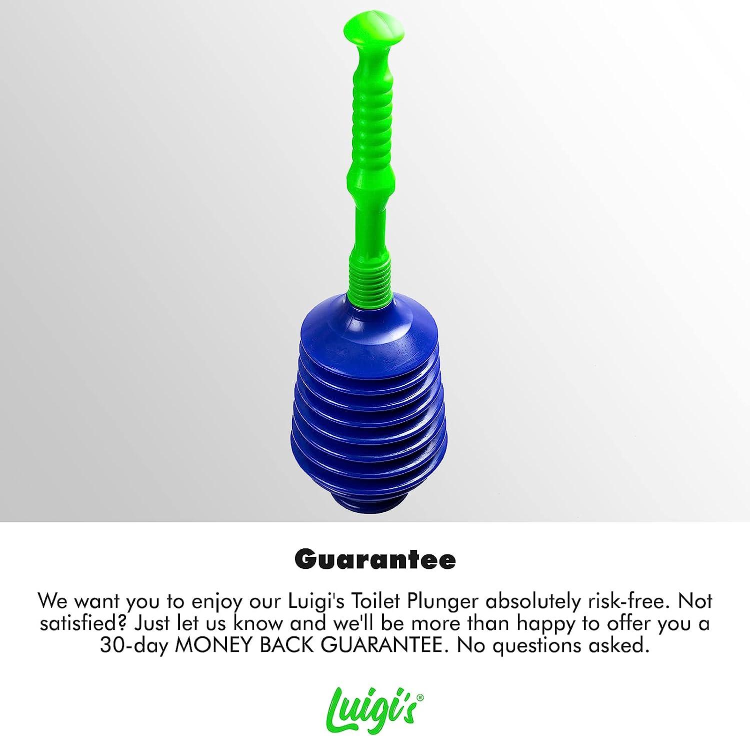 Luigi's Sink and Drain Plunger for Bathrooms Kitchens Sinks Baths and Showers. Small and Powerful Commercial Style 'Plumbers Plunger' with Large