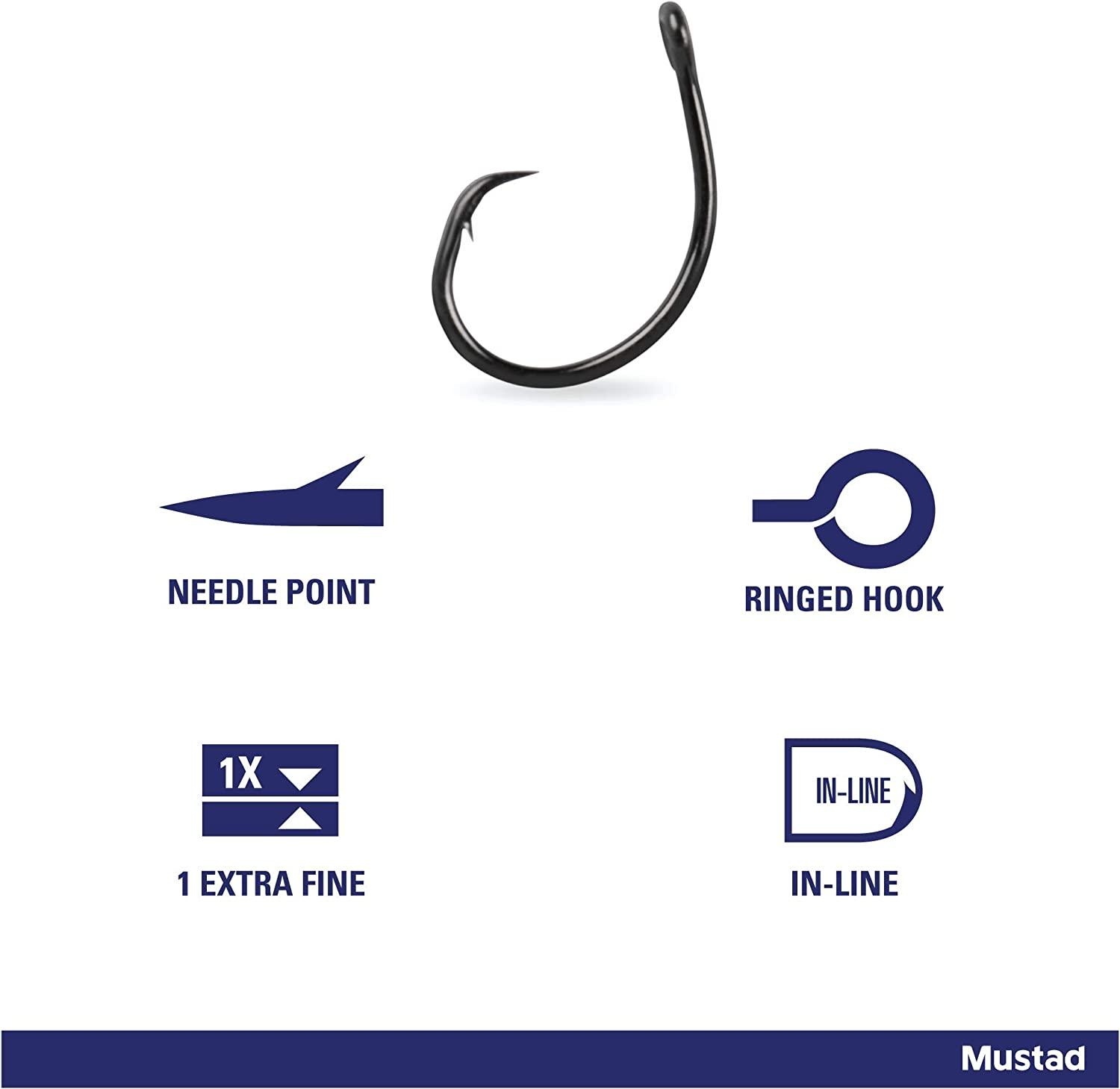 Mustad UltraPoint Demon Wide Gap Perfect In-Line Circle 1 Extra Fine Wire  Hook, For Catfish, Carp, Bluegill to Tuna, Saltwater or Freshwater  Fishing Hooks