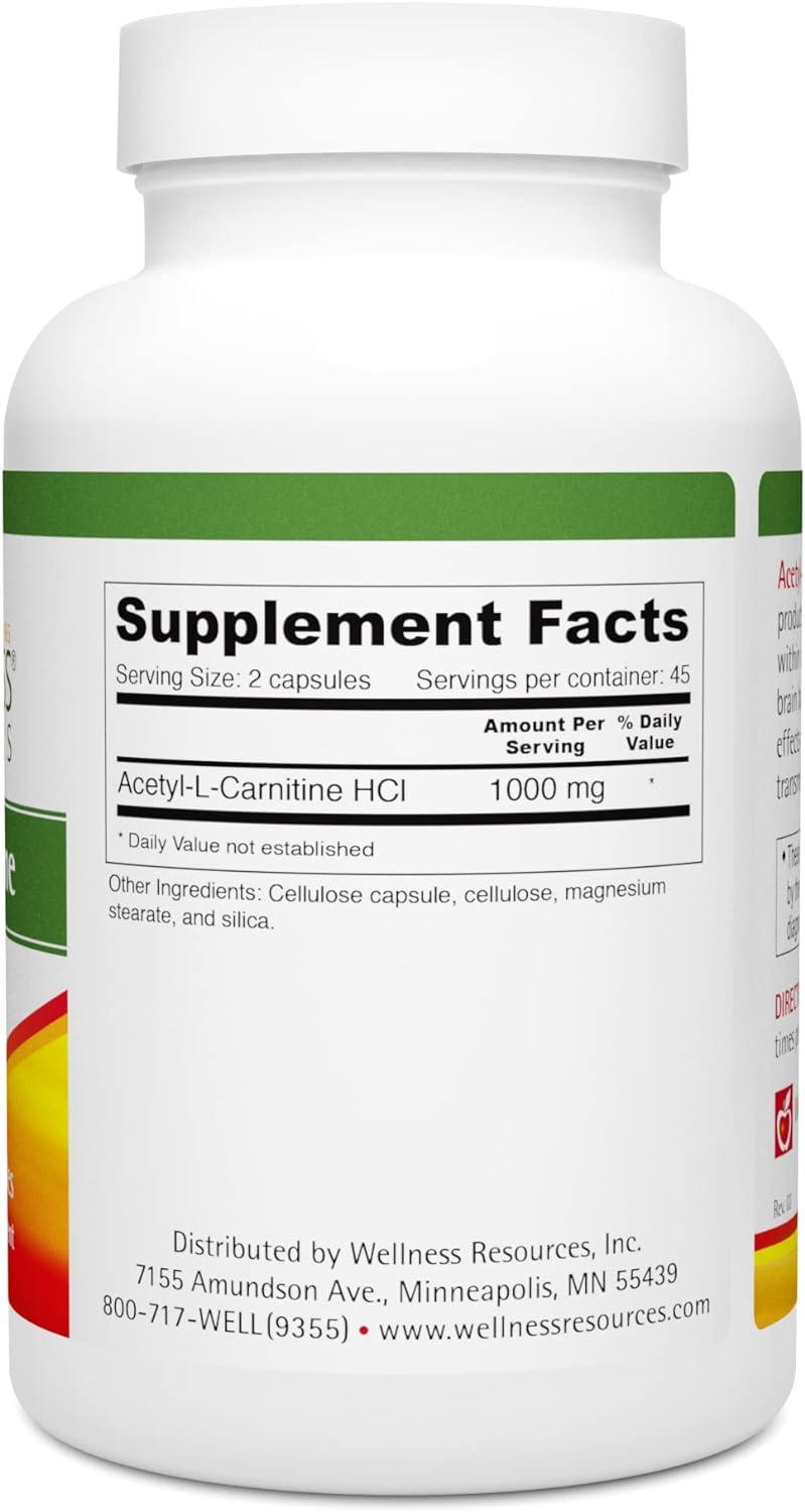 Wellness Resources AcetylLCarnitine (ALC) for Memory Nerves (500 mg