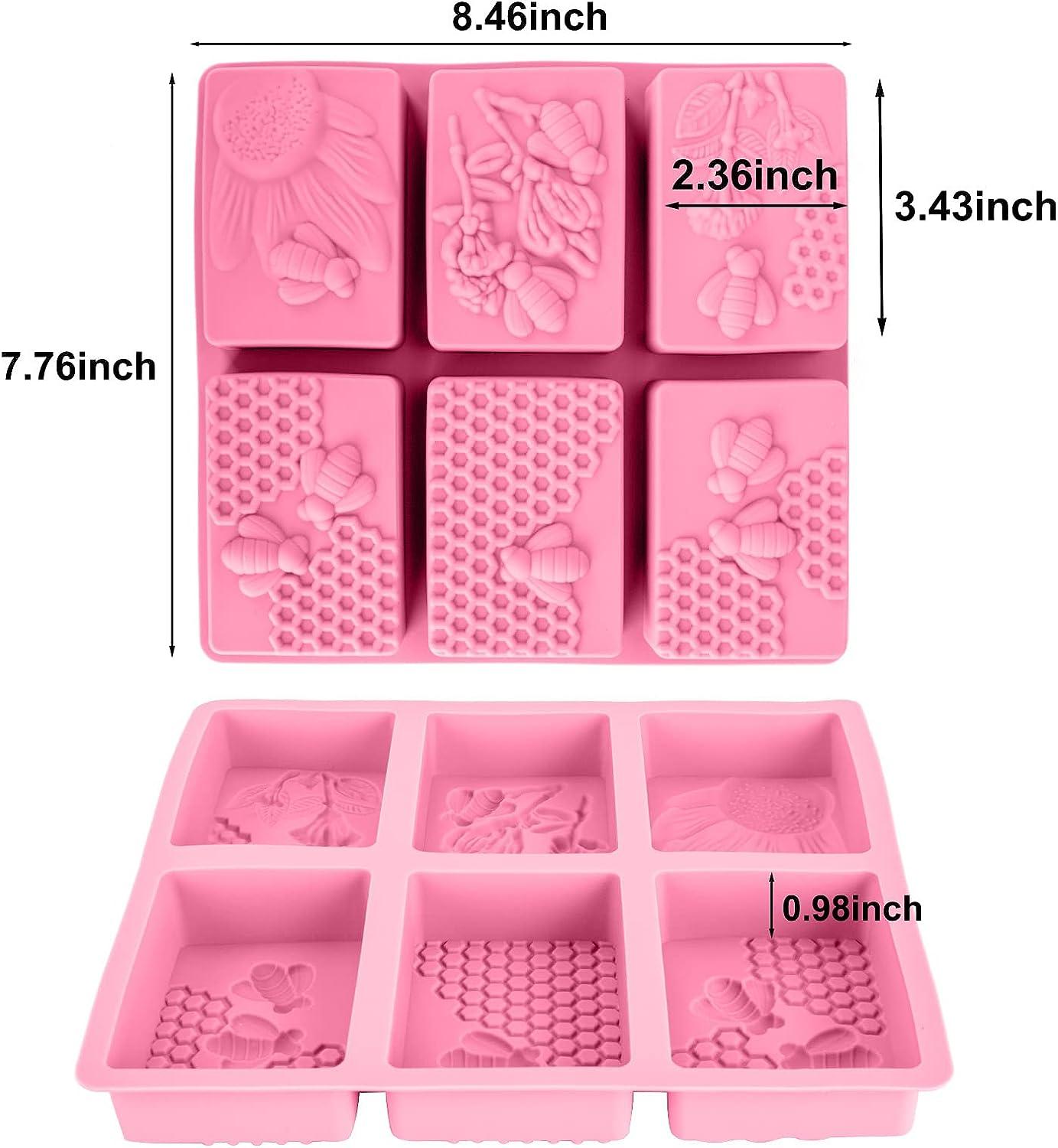 6 Cavity Honey Bee Silicone Soap Mold, Soap Making, Honey Comb, DIY Project  Molds, Handmade Soap, Pink Colour, Rectangular Mold, Food Safe 