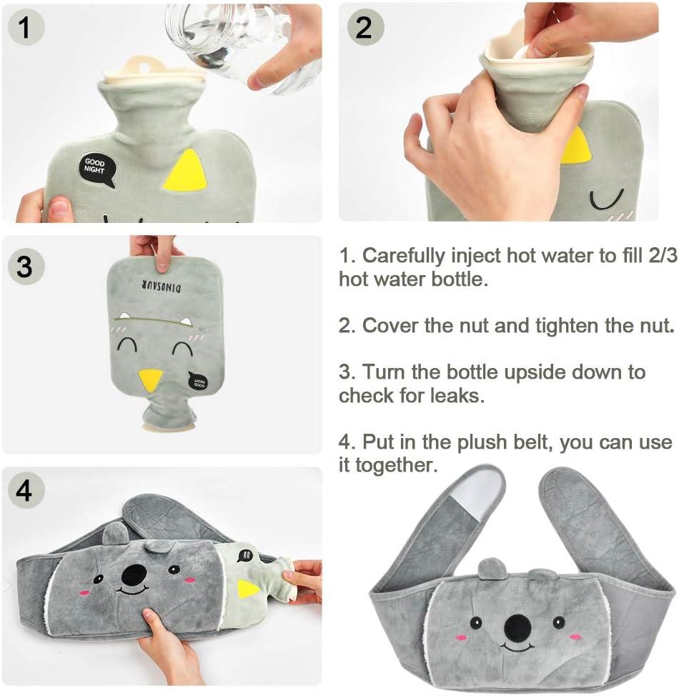 TIMESETL Hot Water Bottle With Cover, Rubber Hot Water Bottle With Soft Plush Cover, Hot Water Bag For Pain Relief For Stomach, Back, Legs