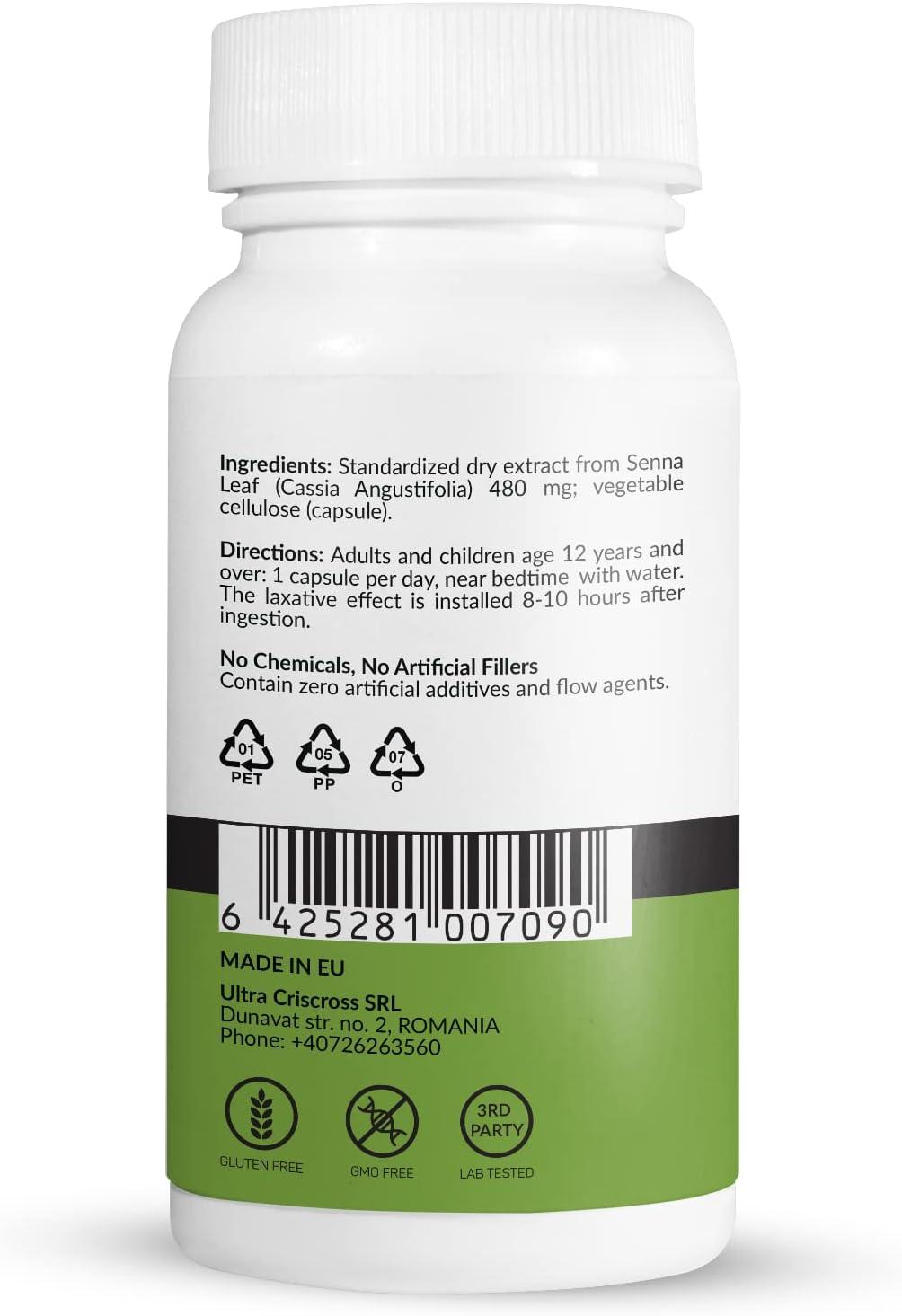 Senna Easy Cleanse Herbal Laxative 480mg 60 Veg Caps - Ultra Effective