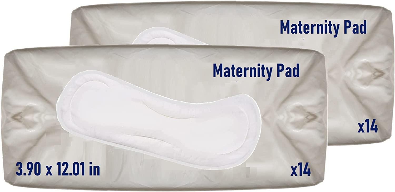 Postpartum Maternity Pads Pack of 28 Large Maximum Absorbency Heavy Flow  Postpartum Incontinence Pads - Ultra Soft Disposable Post Birth Pads for  New Moms- Vakly Postpartum Guide (2 Pack)