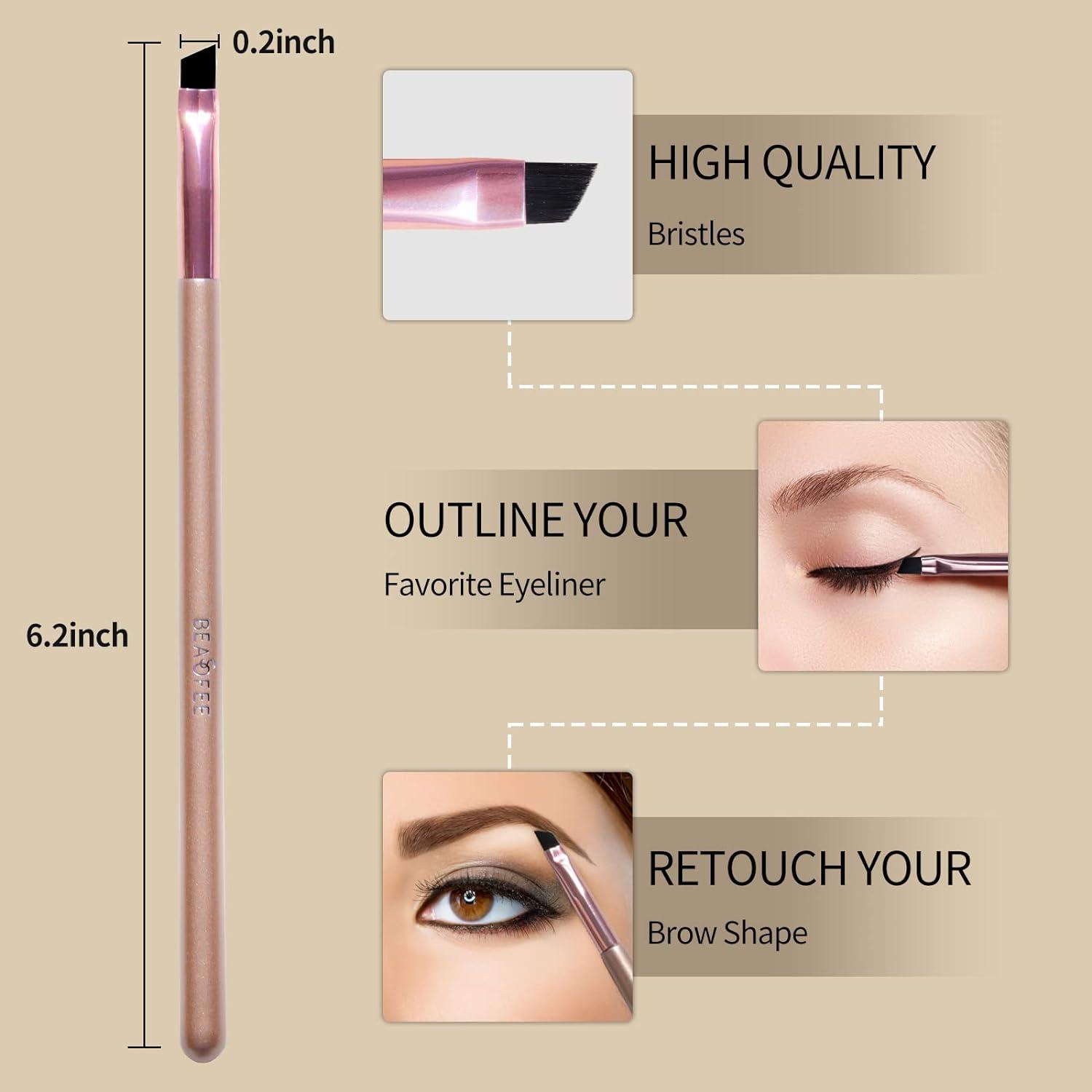 BEASOFEE Ultra Thin Eye Make up Brushes Kit,Gel Eyeliner Brush 4 Pcs  Set,Eyeshadow Eyebrow Brush,Black 