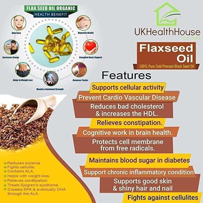 Flaxseed Oil Capsules 1000mg x 360 Softgels High Strength Cold Pressed