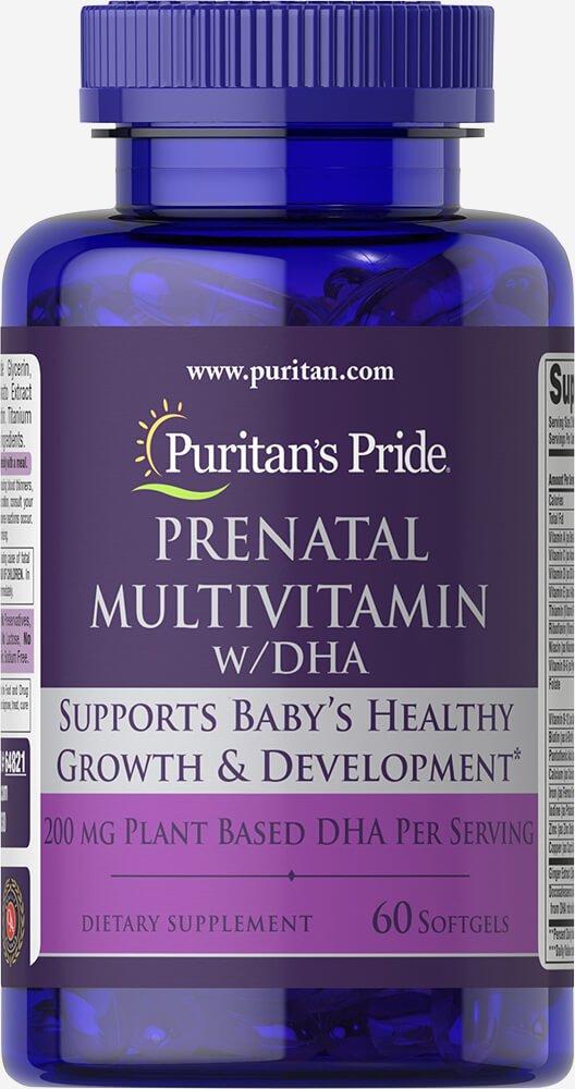Puritan's Pride Prenatal Multivitamin with DHA 60 Softgels Supports