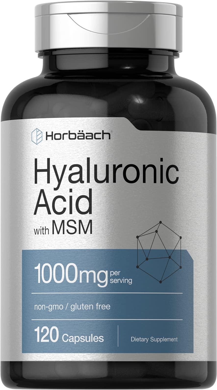 Hyaluronic Acid with MSM 1000mg 120 Capsules NonGMO & Gluten Free