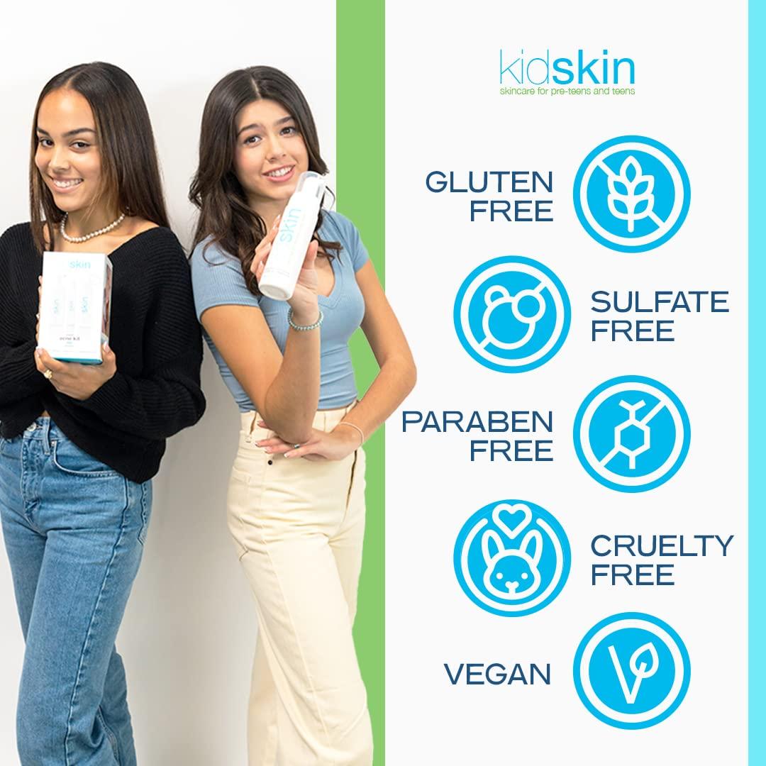 Kidskin ThreeStep Acne Treatment Kit for Kids, Tweens, Teens Face Wash, Serum, Moisturizer