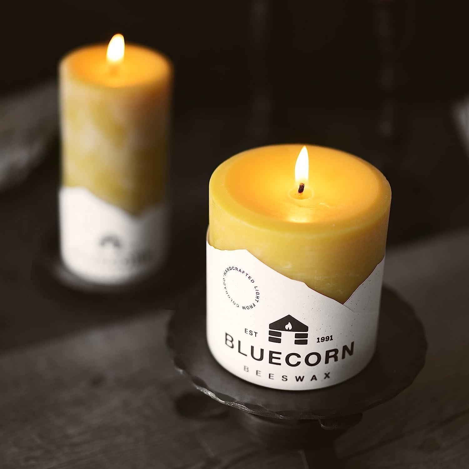 Bluecorn Beeswax 100% Pure Beeswax Pillar Candle: 2x 4.5 2x4.5