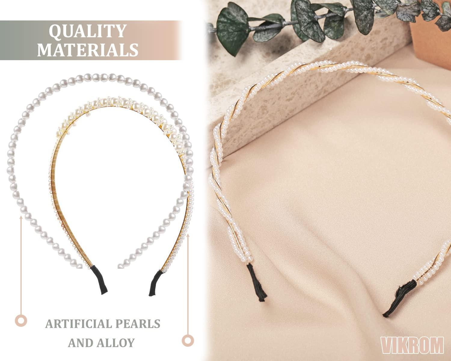 Vintage High Cranium Artificial Pearl Hairban, 2025 Upgraded