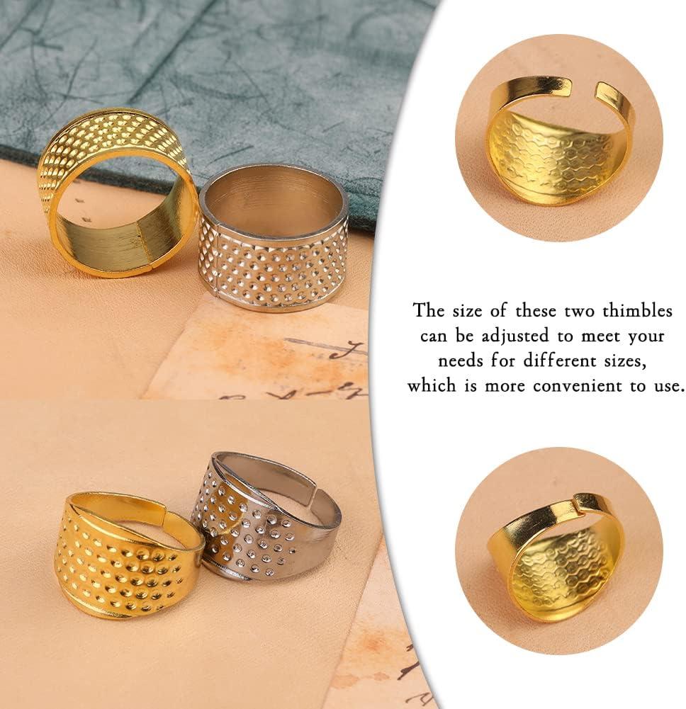  10 Pcs Thimble and Finger Protector, 3 Colors Metal Thimble,  Copper Sewing Thimble with 4 Pcs Leather Finger Protector, Adjustable Finger  Shield Ring for Sewing and Stitching Finger Protection