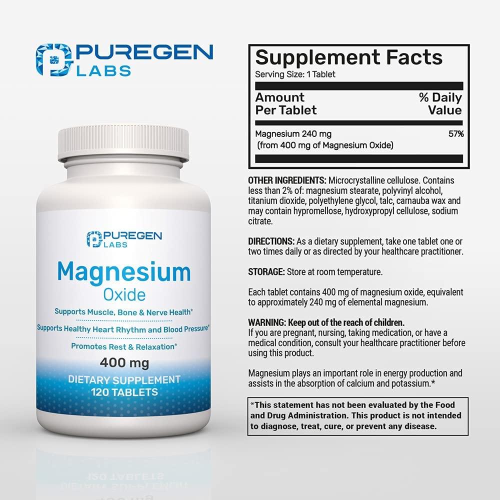Magnesium 400mg High Potency Supplement Magnesium Oxide for Immune