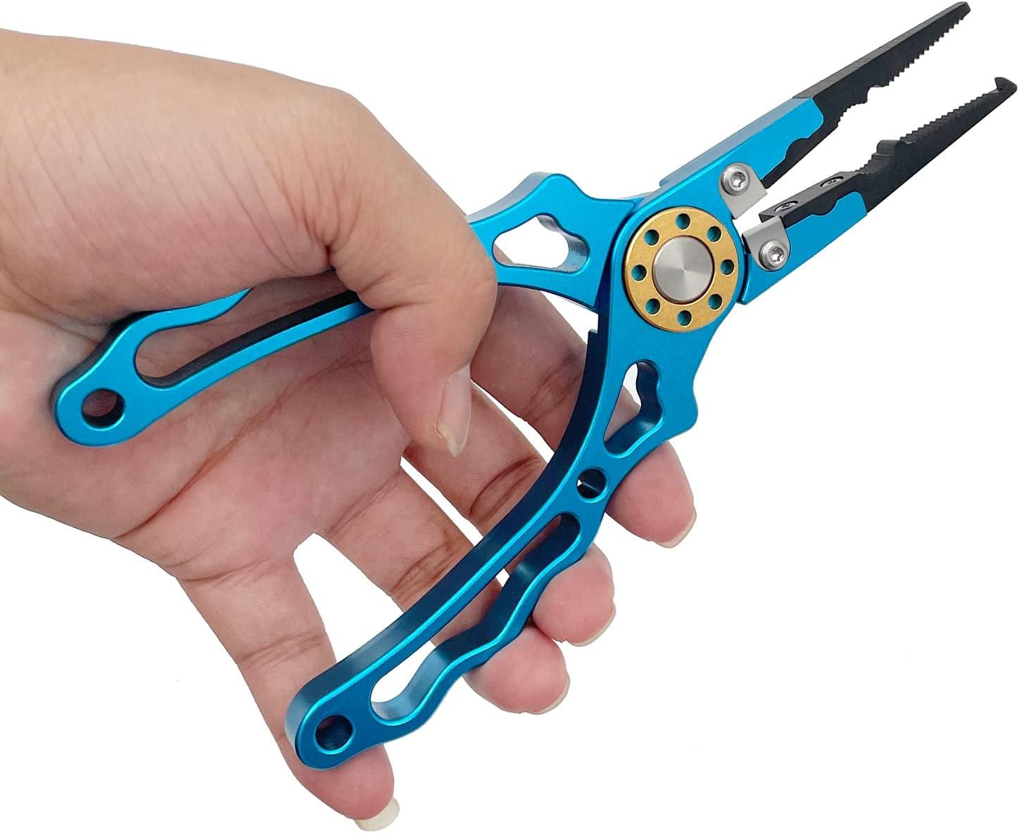 Ismosm Fishing Pliers Plus Fish Gripper Multi-Functional Fishing Gear  Fishing Line Cutter Fish Hook Remover for Both Salt Water and Fresh Water  Blue