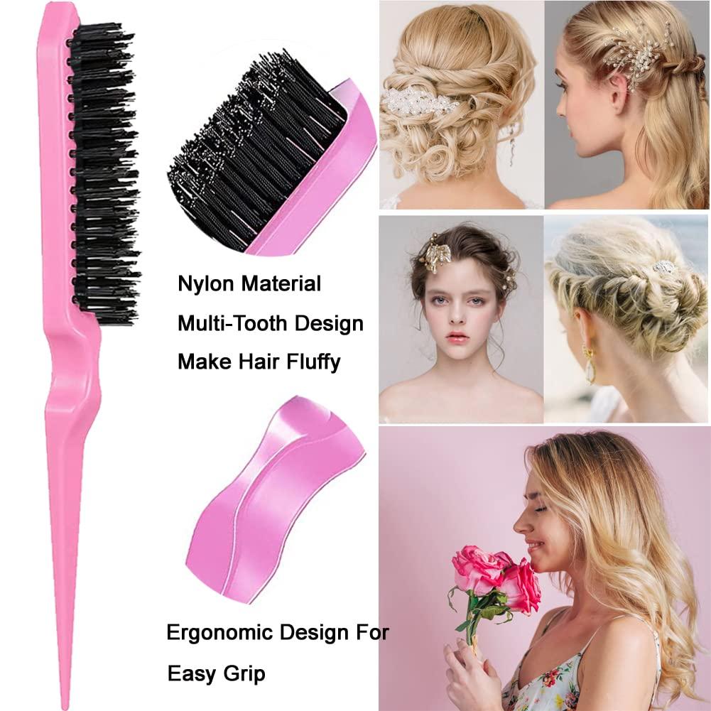 10 Pieces Hair Styling Comb Set Teasing Hair Brush Triple Teasing Comb Rat  Tail Combs Edge Brush Hair Tail Tools Braid Tool Loop with Hair Clips for  Women Girls Kids Hair Stylists