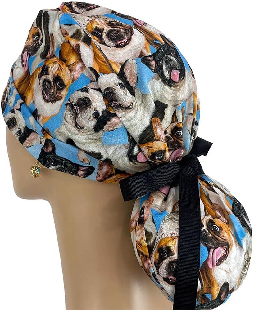 French Bulldog Print Scrub Hat Unisex Surgical Cap for Nurses