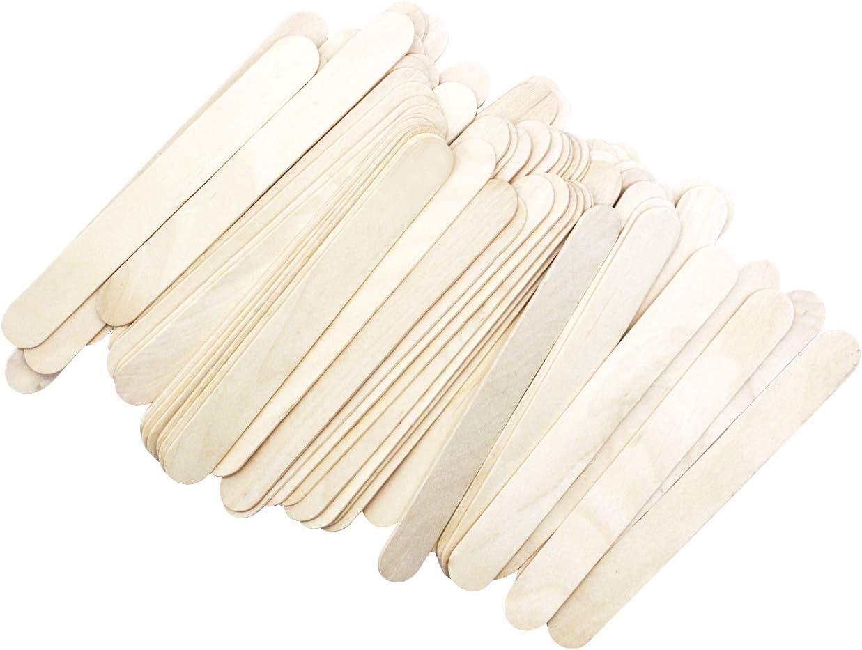 Amkoskr Natural Birch Wood Craft Sticks 8\" 200 Pcs 8 inch Tongue