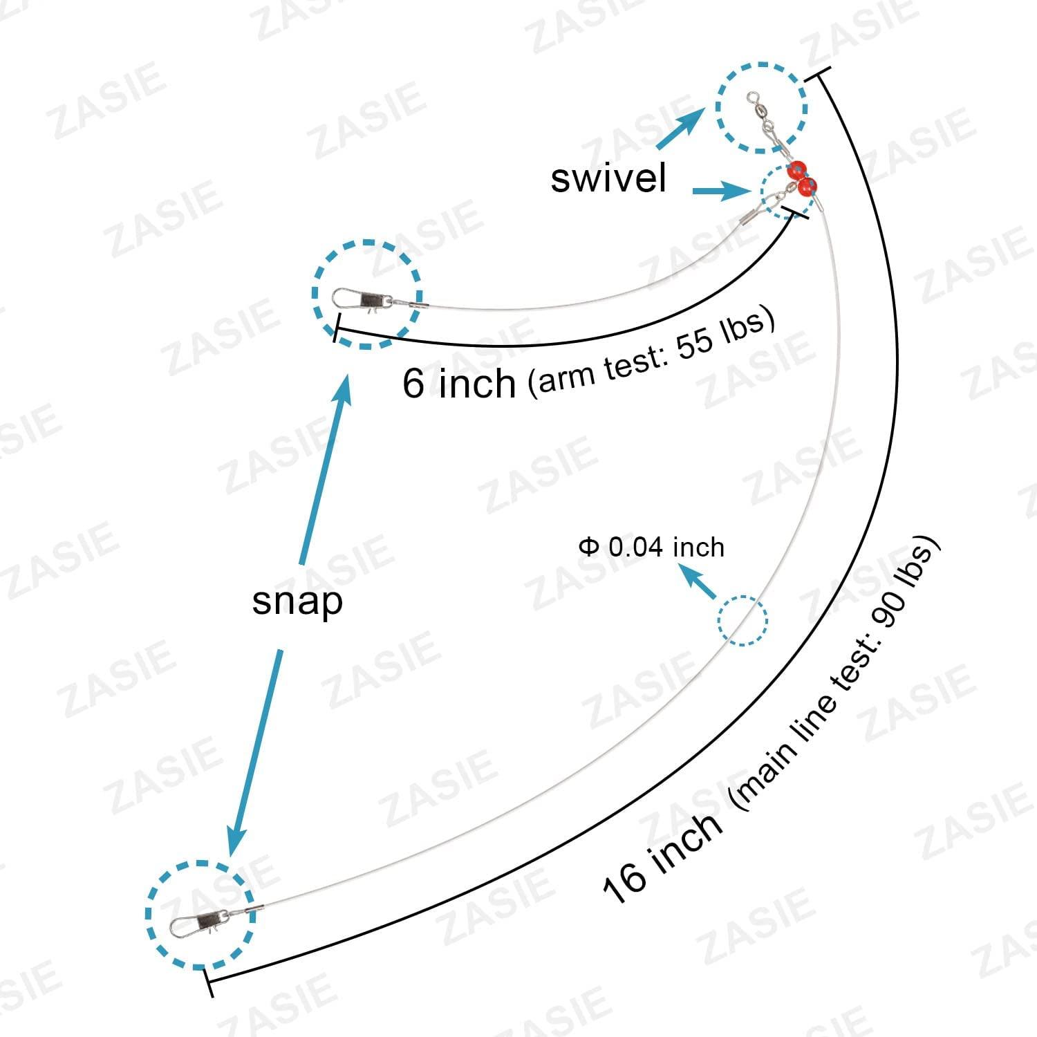 ZASIE Fishing Leaders 10 Pcs Wire Leaders for Freshwater/Saltwater Fishing 90 Lbs Fishing