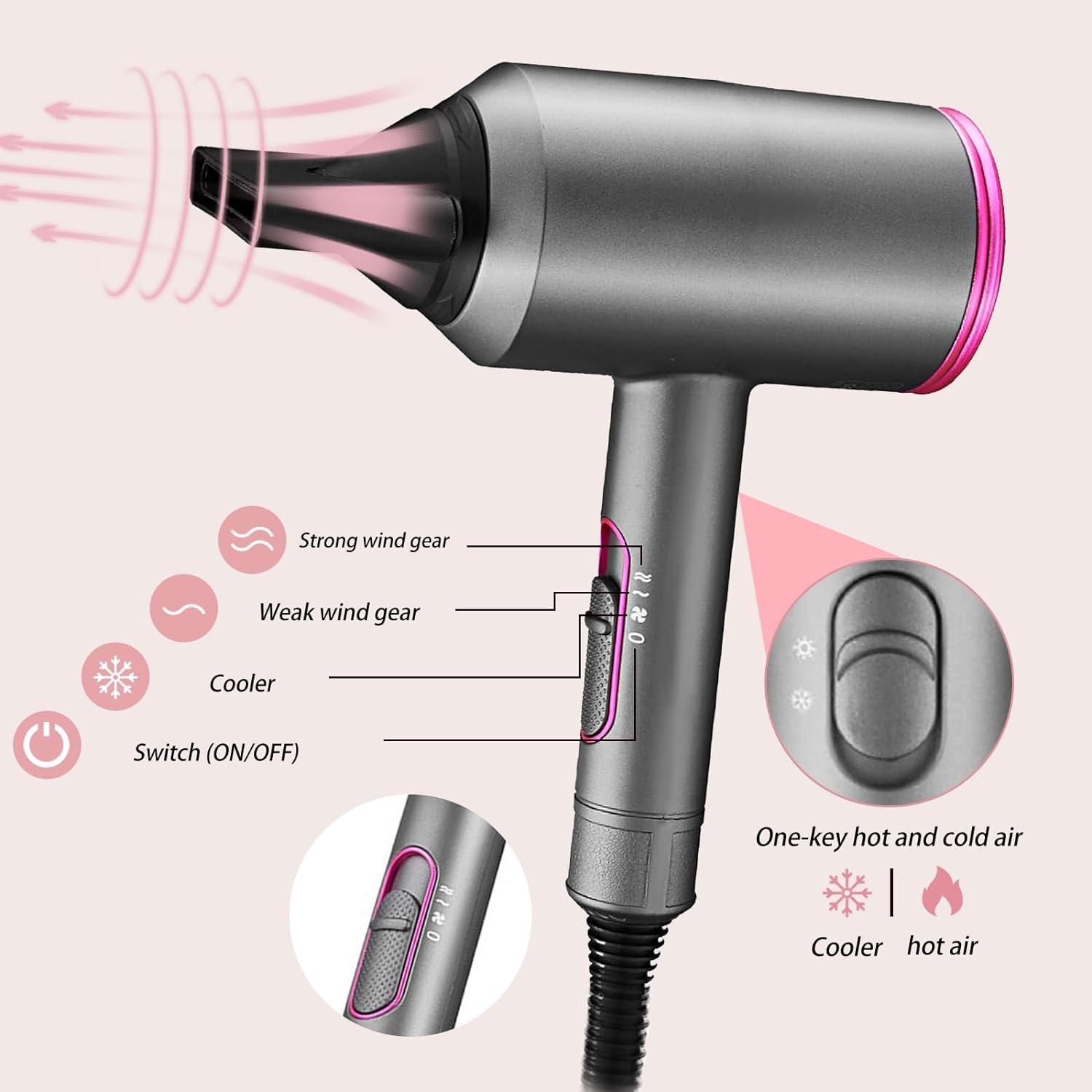 2000W Professional Hair Dryer with Diffuser Ionic Blow Dryer for