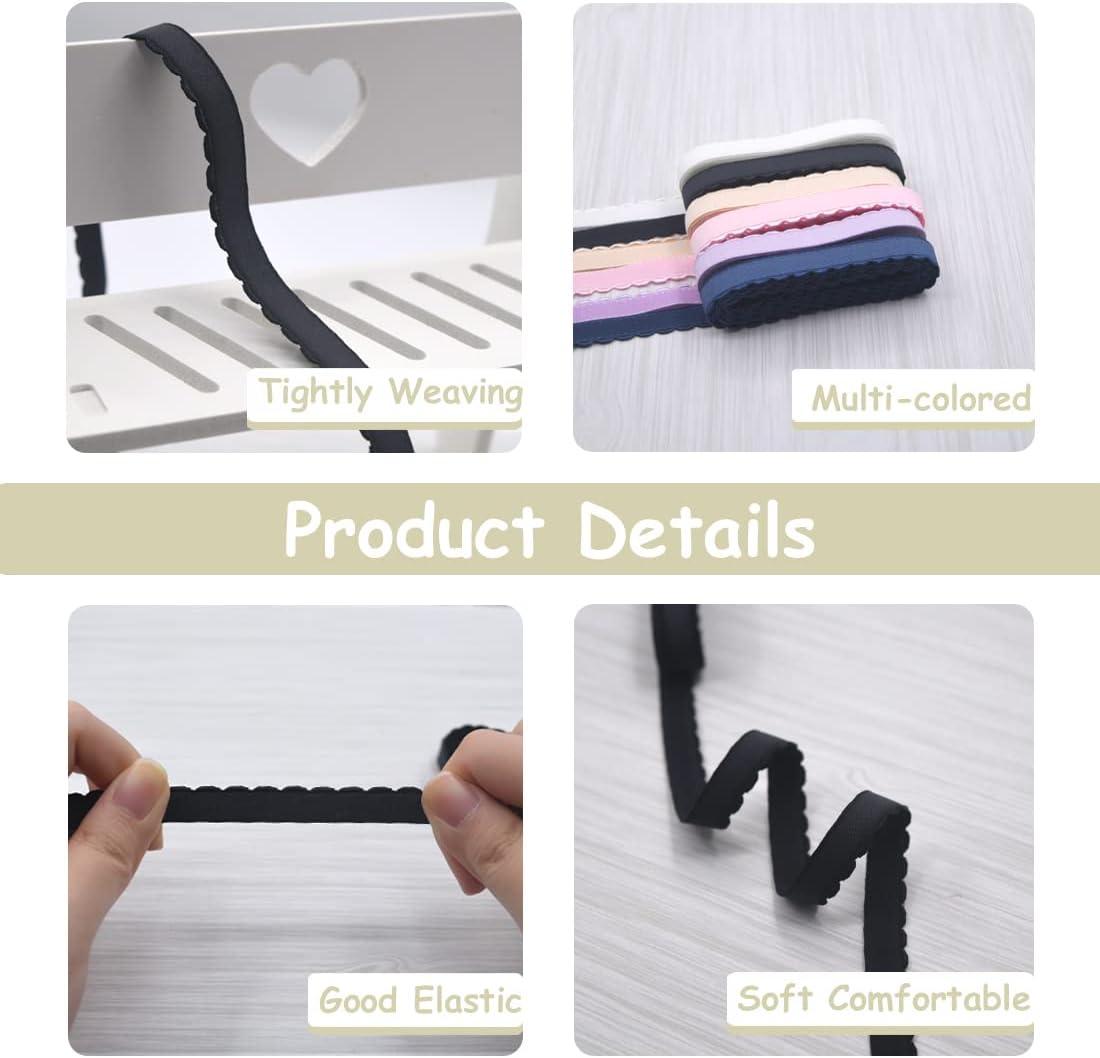 Bristlegrass Picot Plush Bra Strap Elastic Band 3/8 Nylon Spandex Shoulder  Tape for Lingerie Underwear Sewing Trim (Combo K-3/8 Inch X 12 Yards)
