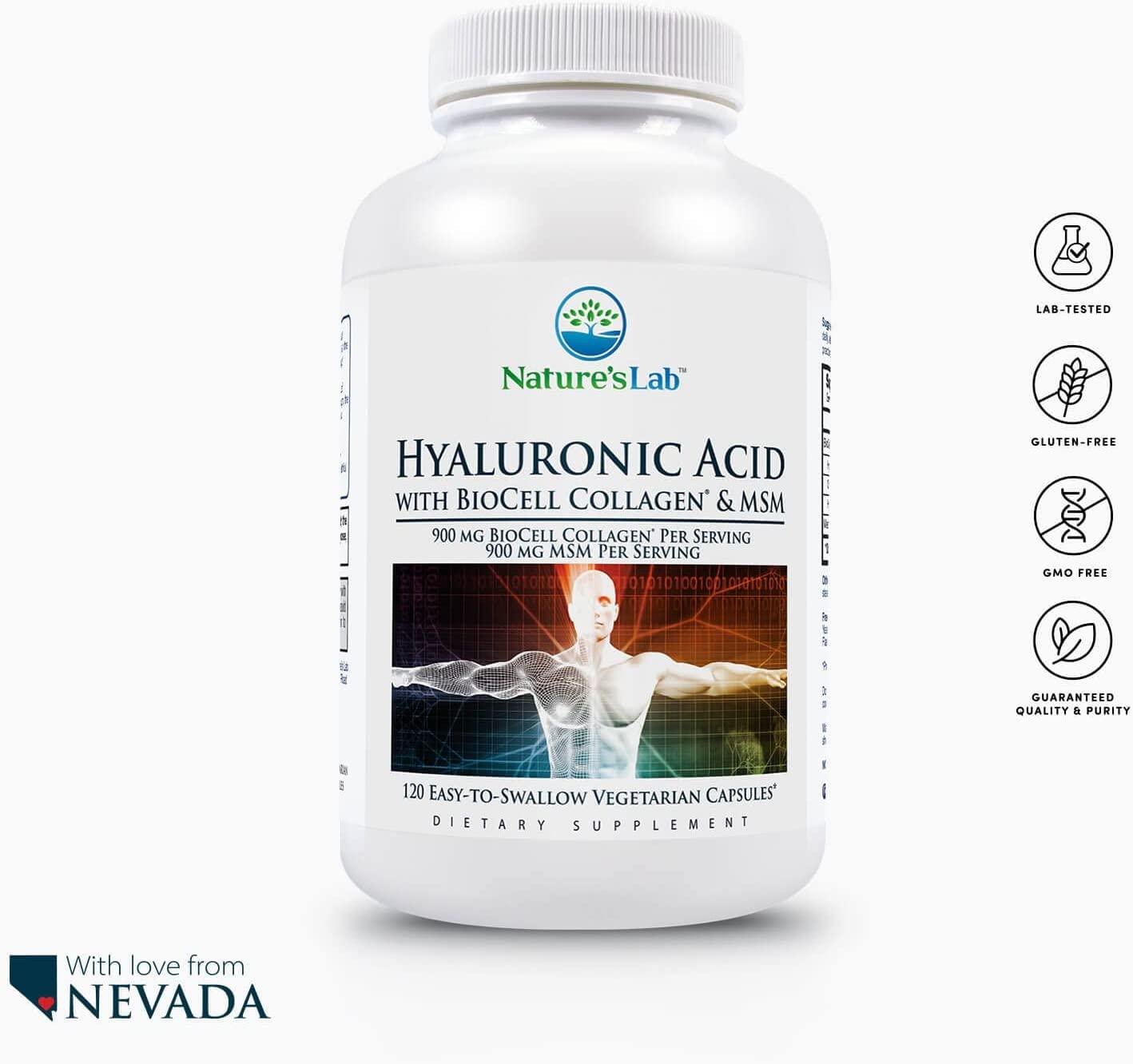 Nature's Lab Hyaluronic Acid with Biocell Collagen and MSM Skin