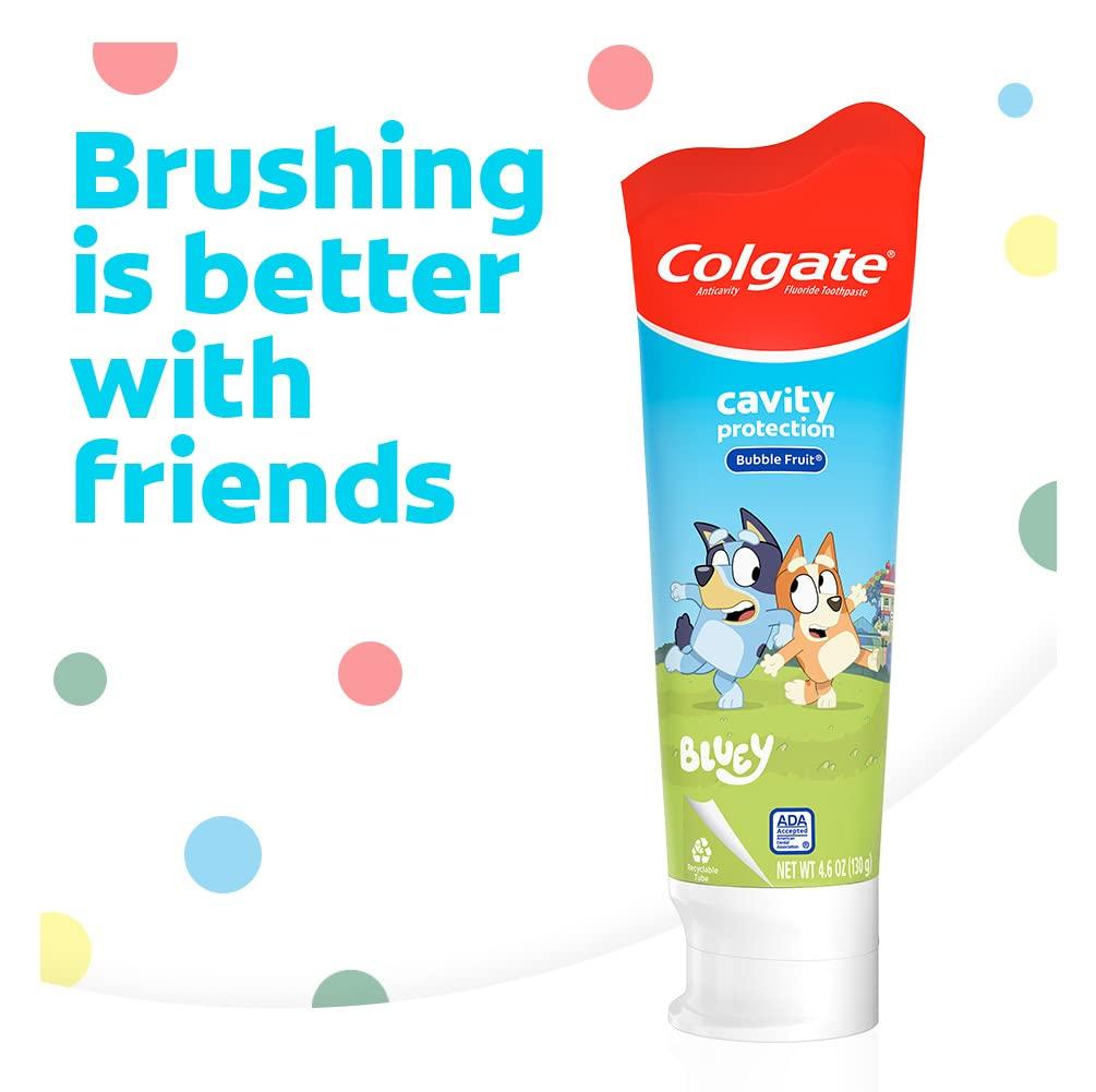 Colgate Kids Fluoride Toothpaste for Ages 2+, Bluey Mild Bubble Fruit