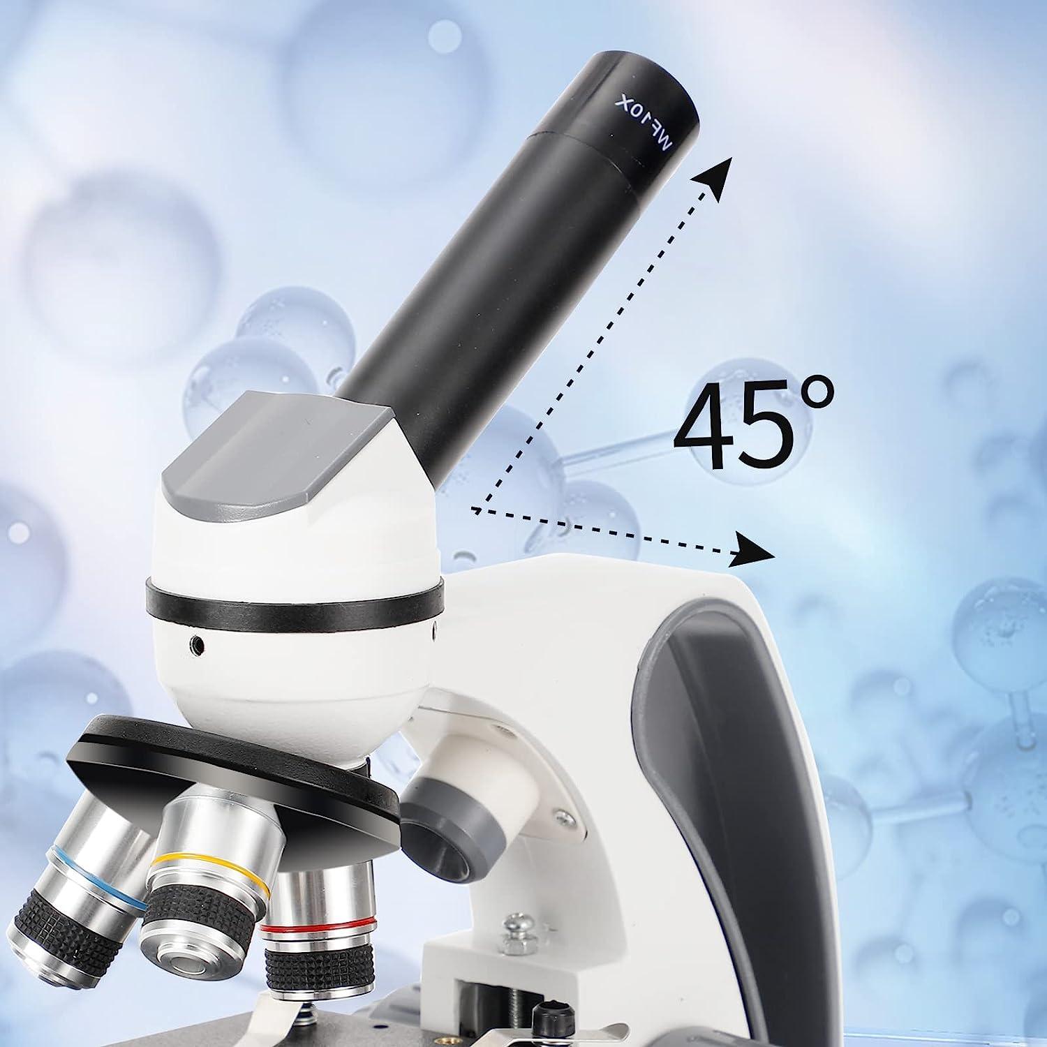 Microscope for Adults Kids Students 100-2000x Magnification Powerful  Biological Educational Microscopes with Operation Accessories (10p), Slides  Set