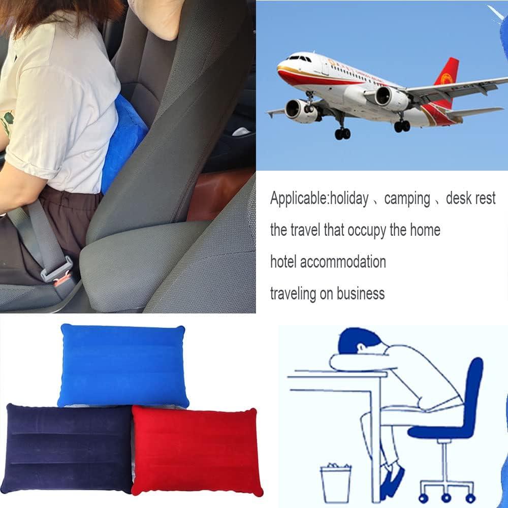 Inflatable Pillow for Camping Travel Pillow Flocked Fabric Air Pillow for  Comfortable, Ergonomic Inflating Pillows for Neck & Lumbar Support While  Camp Hiking Backpacking (Purple , Red, Royal Blue)